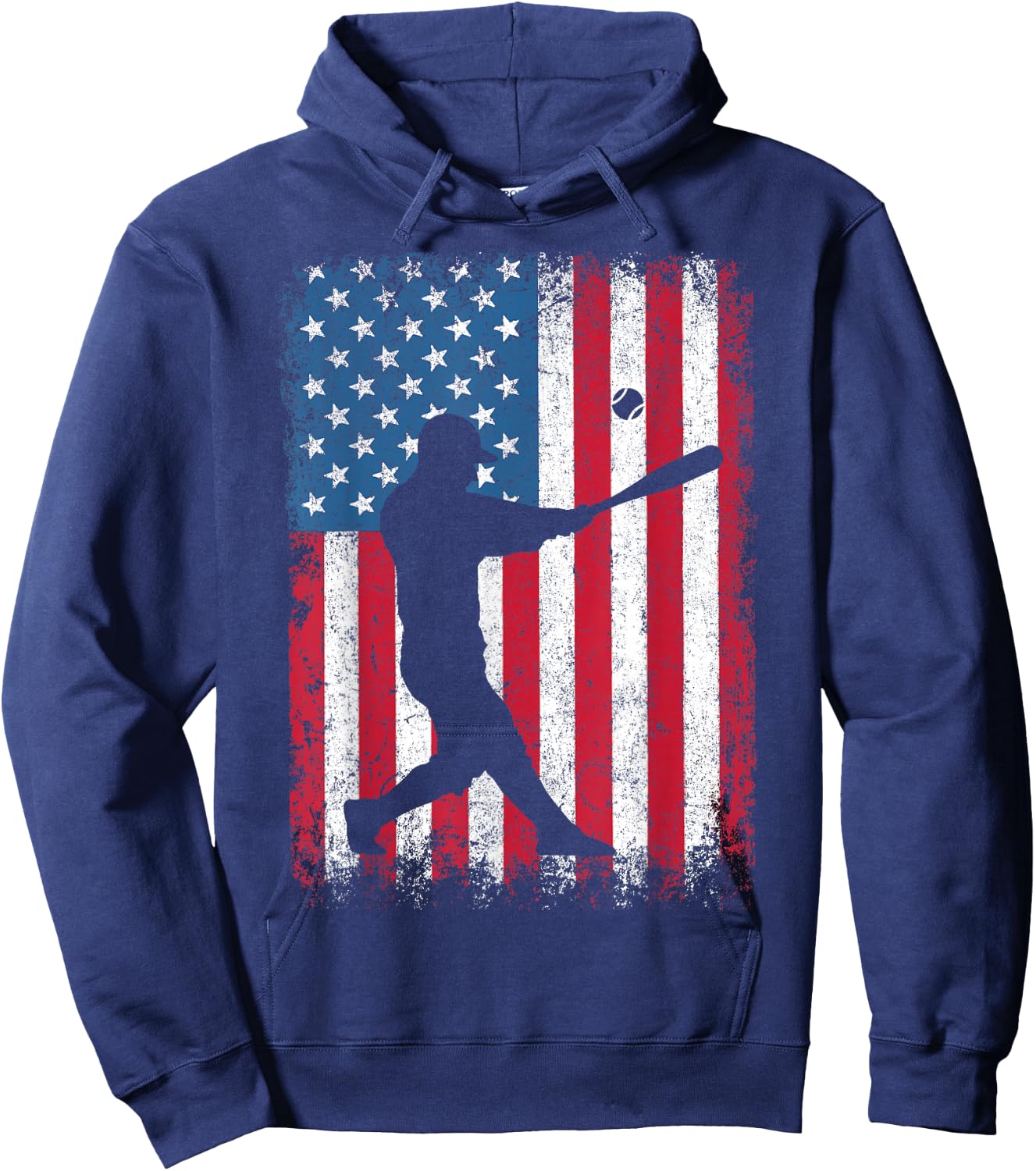 American Flag Vintage Baseball Flag Dad Mom Hoodie - Hoodie | Navy