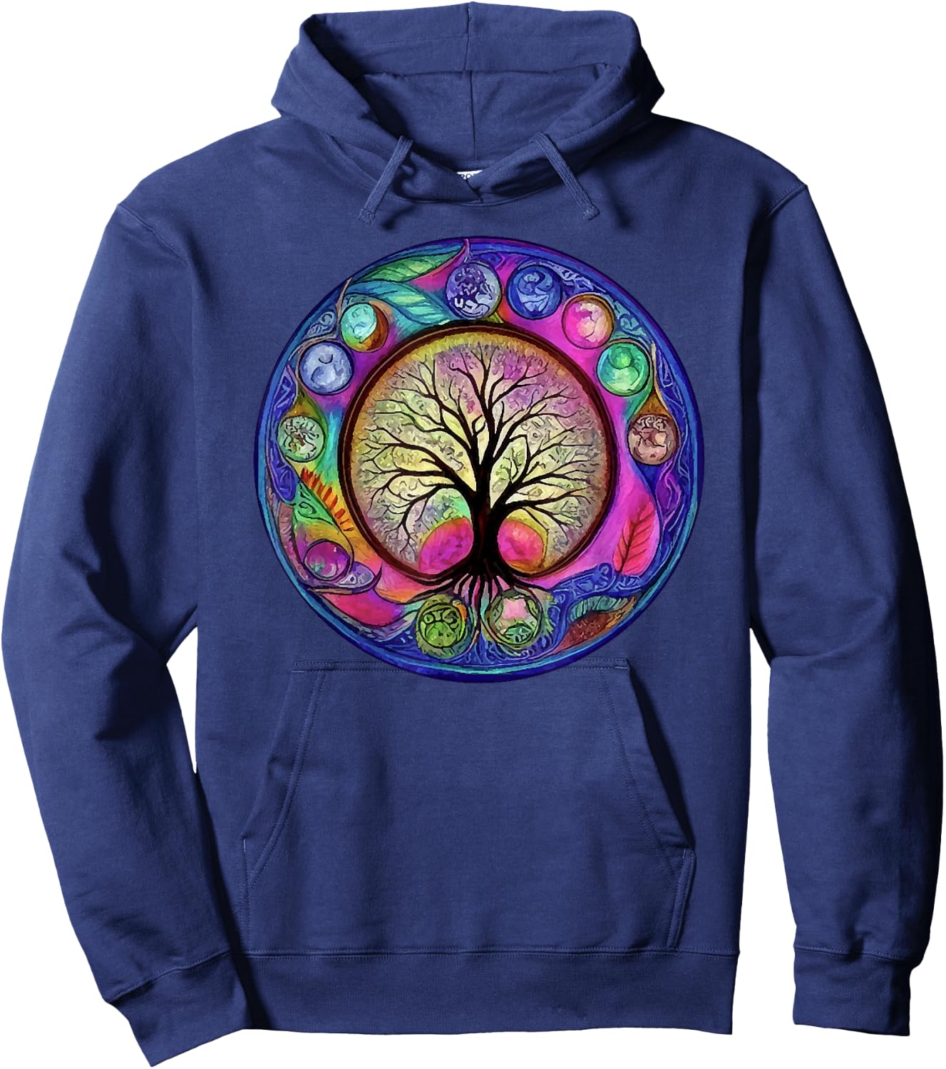 Chakra Whimsical Fantasy Tree of Life Hoodie - Hoodie | Navy