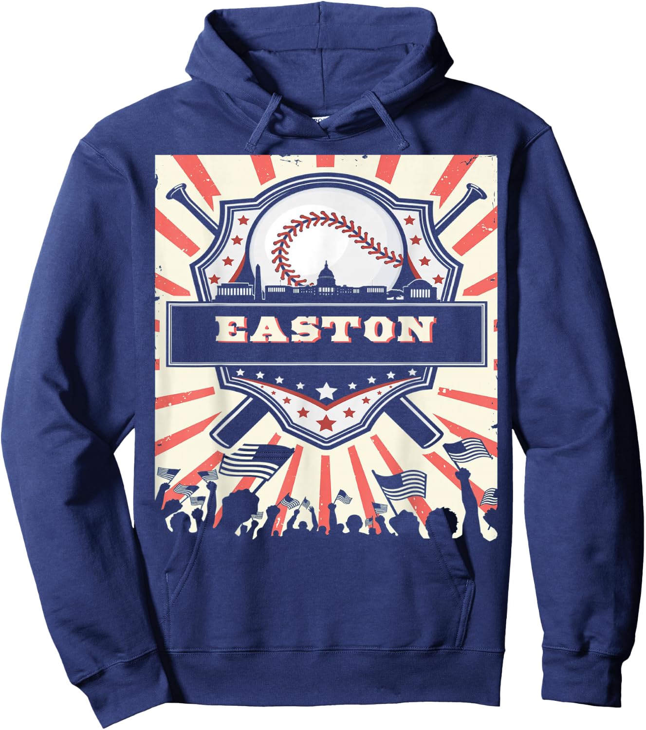First name Easton Baseball for game day Hoodie - Hoodie | Navy