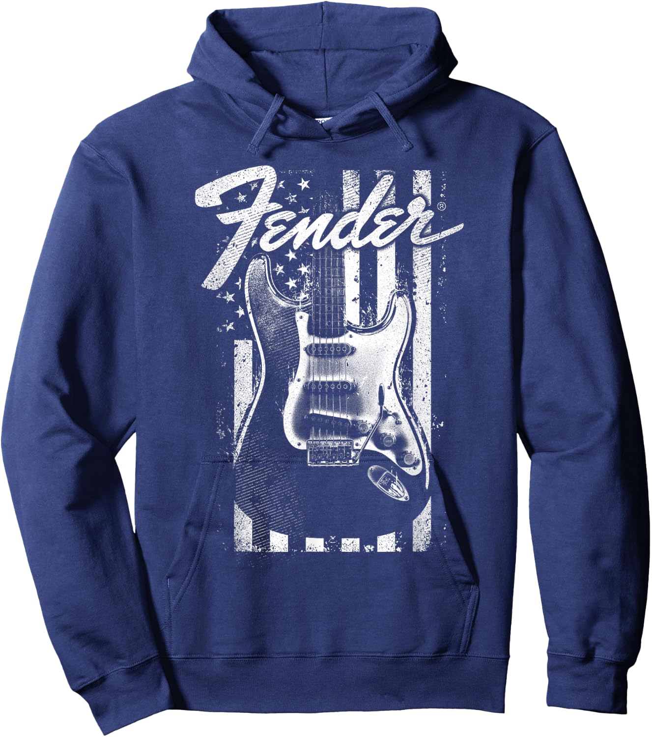 Fender Guitar American Flag Backdrop Hoodie - Hoodie | Navy