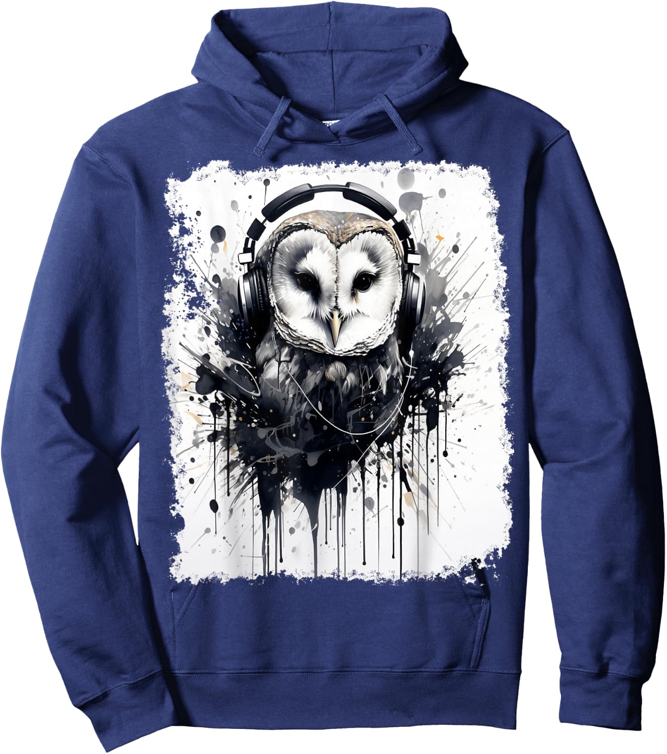 Ink Art Barn Owl Music Hoodie - Hoodie | Navy