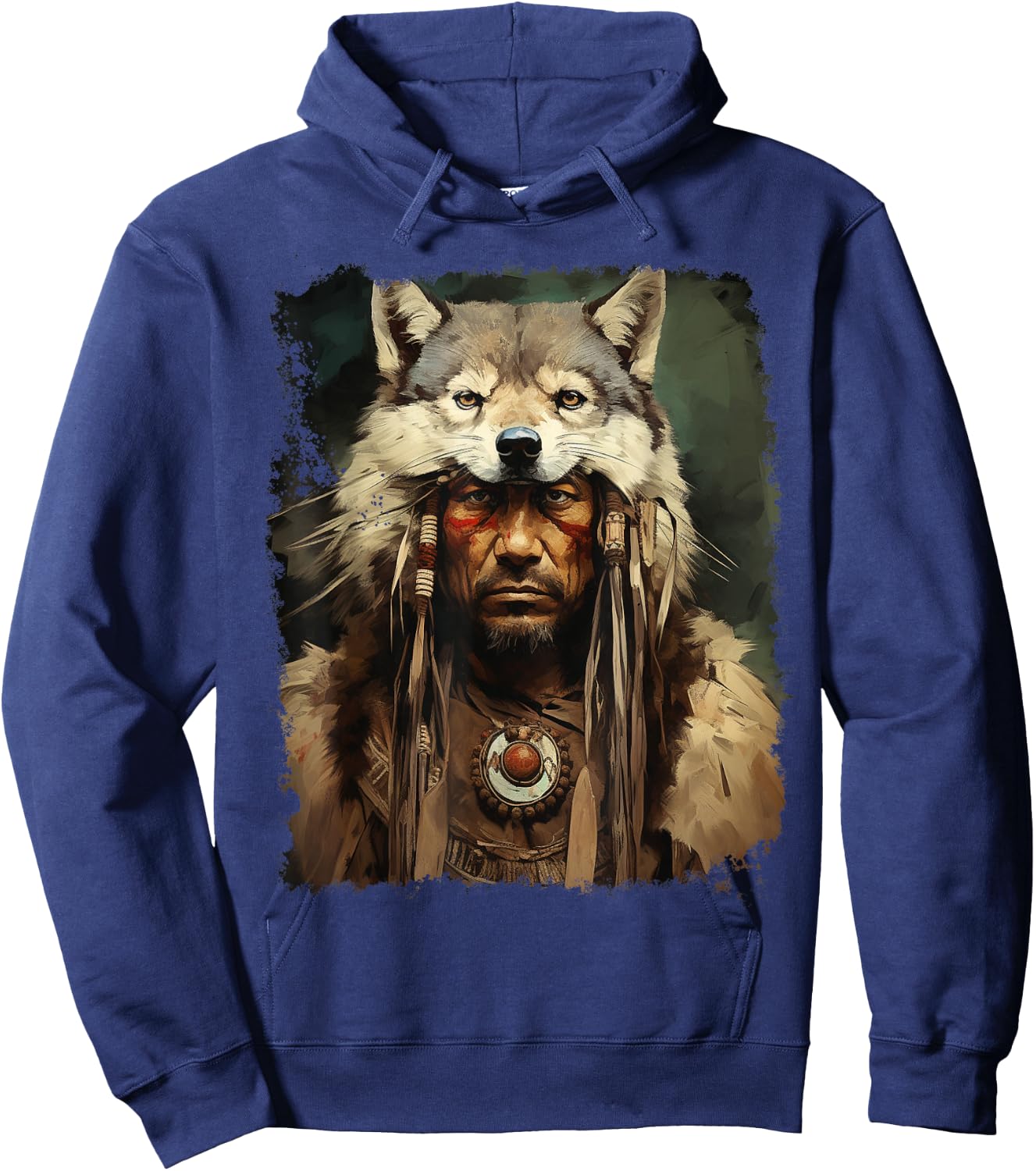 Wolf Native American Men Hoodie - Hoodie | Navy