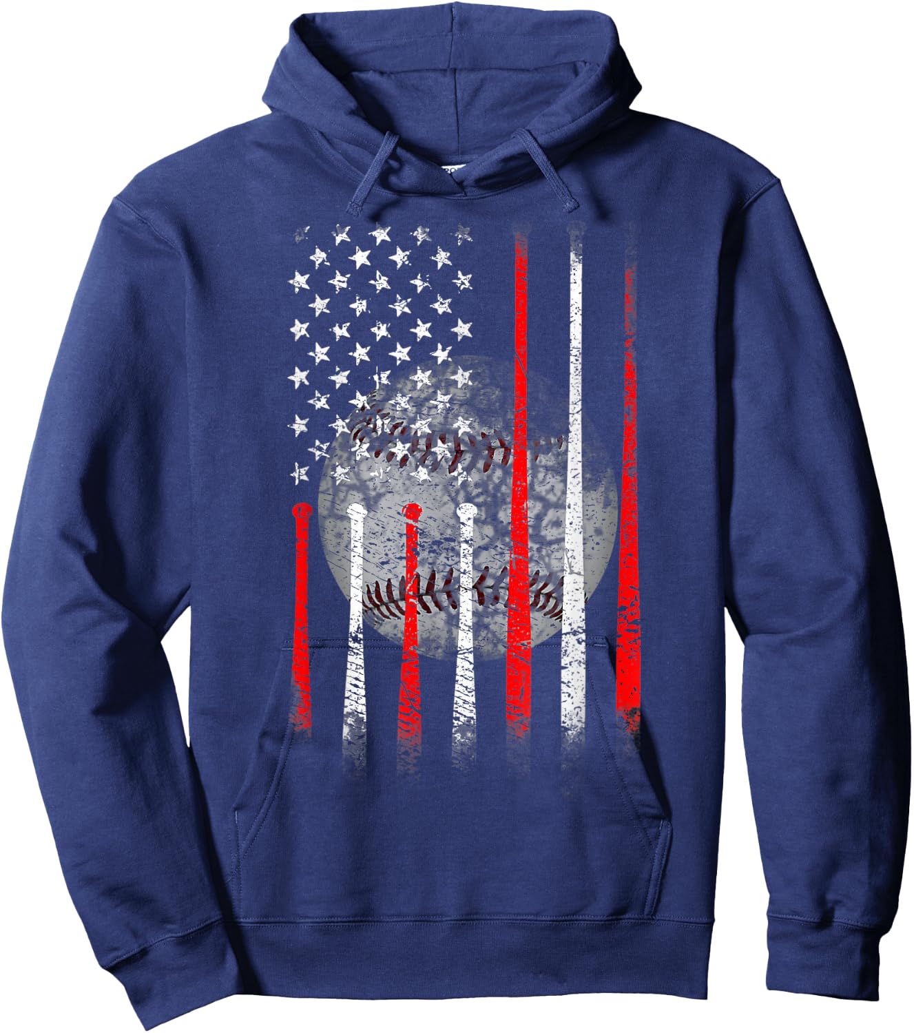 Baseball USA Flag American Flag Patriotic Hoodie - Hoodie | Navy