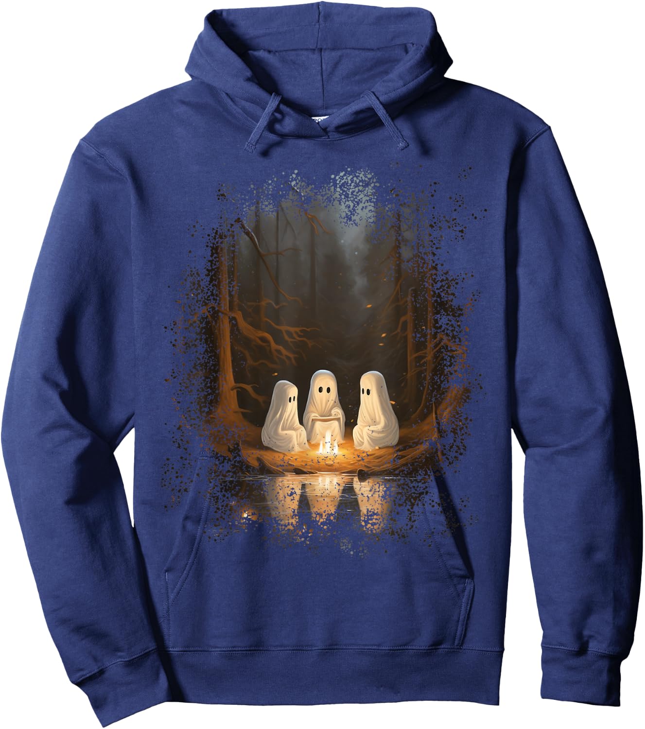 Vintage Ghost Campfire Camping Gothic Halloween Hoodie - Hoodie | Navy
