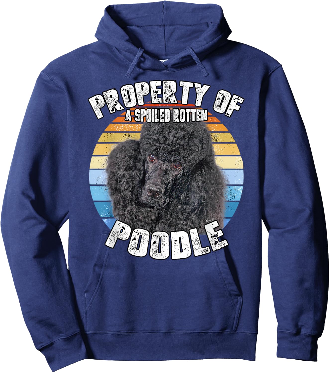 Poodle Black Retro Property Of Hoodie - Hoodie | Navy