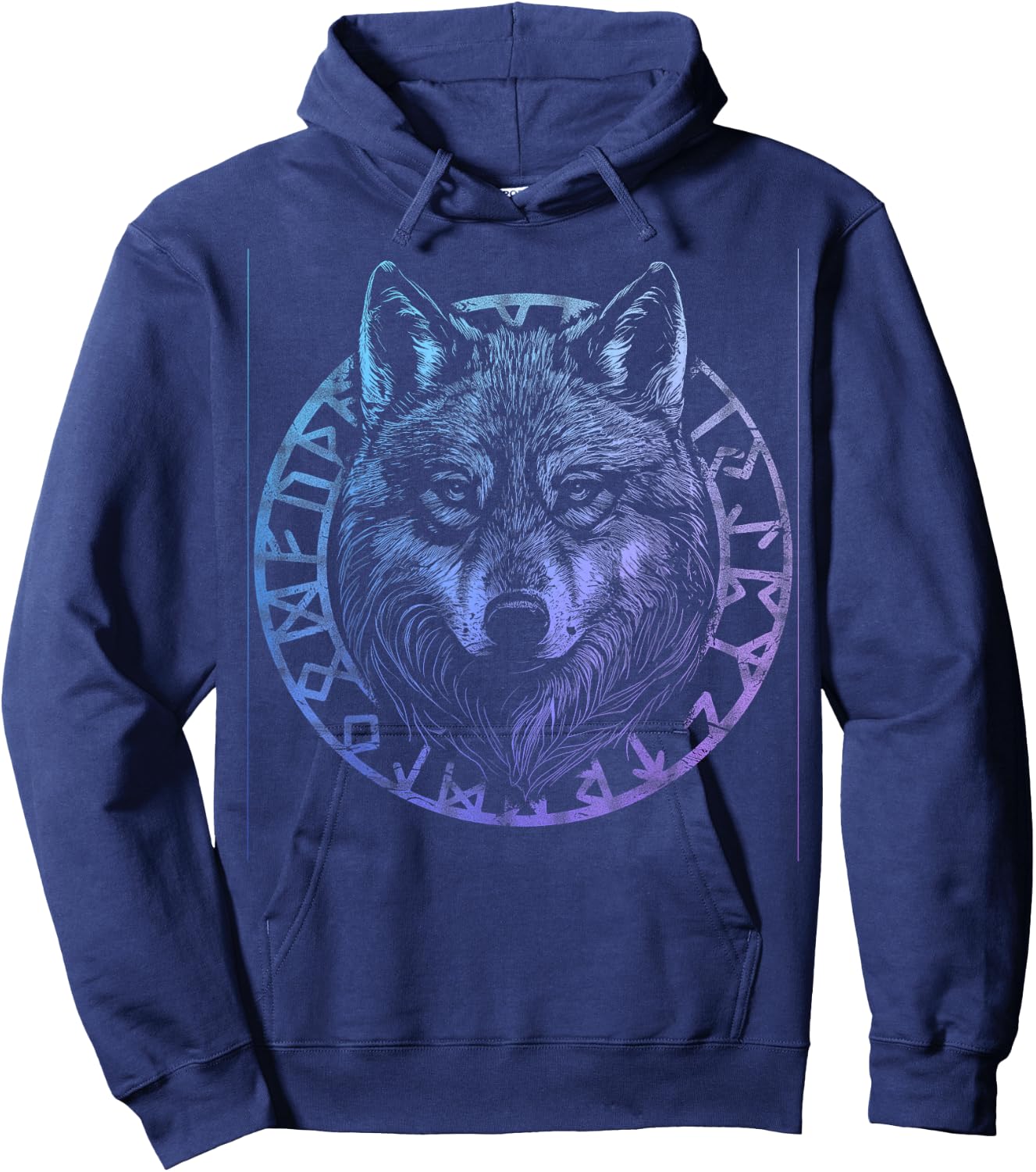 Wolf Viking Runes Nordic Celtic Wolf Lover Hoodie - Hoodie | Navy