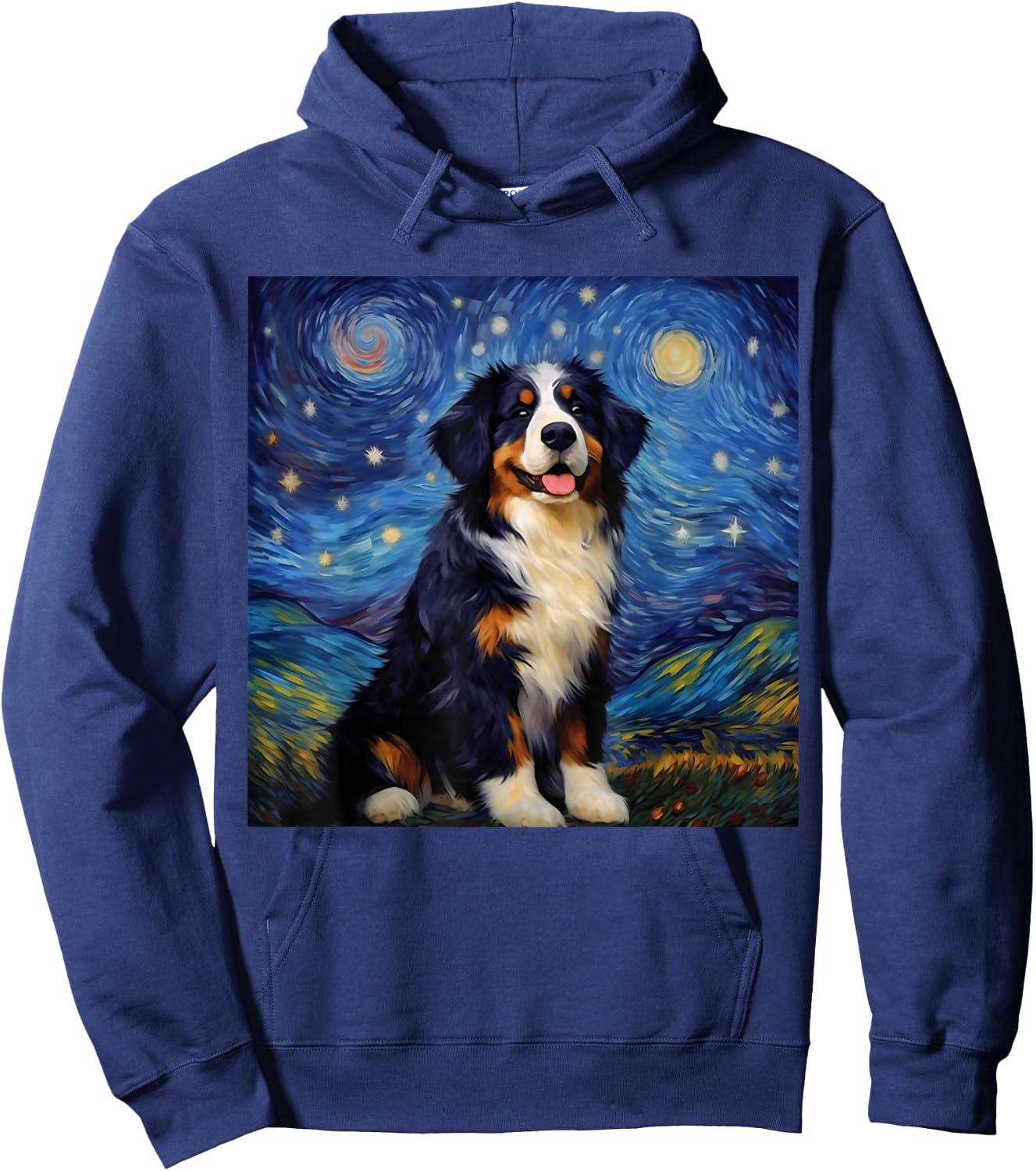 Surreal Starry Night Bernese Mountain Dog Hoodie - Hoodie | Navy