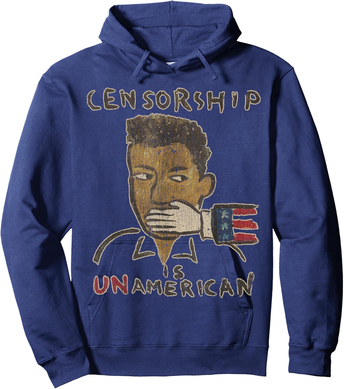 Vintage Censorship Is Un American 1990 Hoodie - Hoodie | Navy