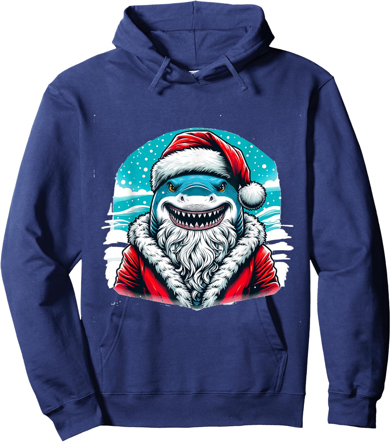 Santa Jaws Festive Shark Hoodie - Hoodie | Navy