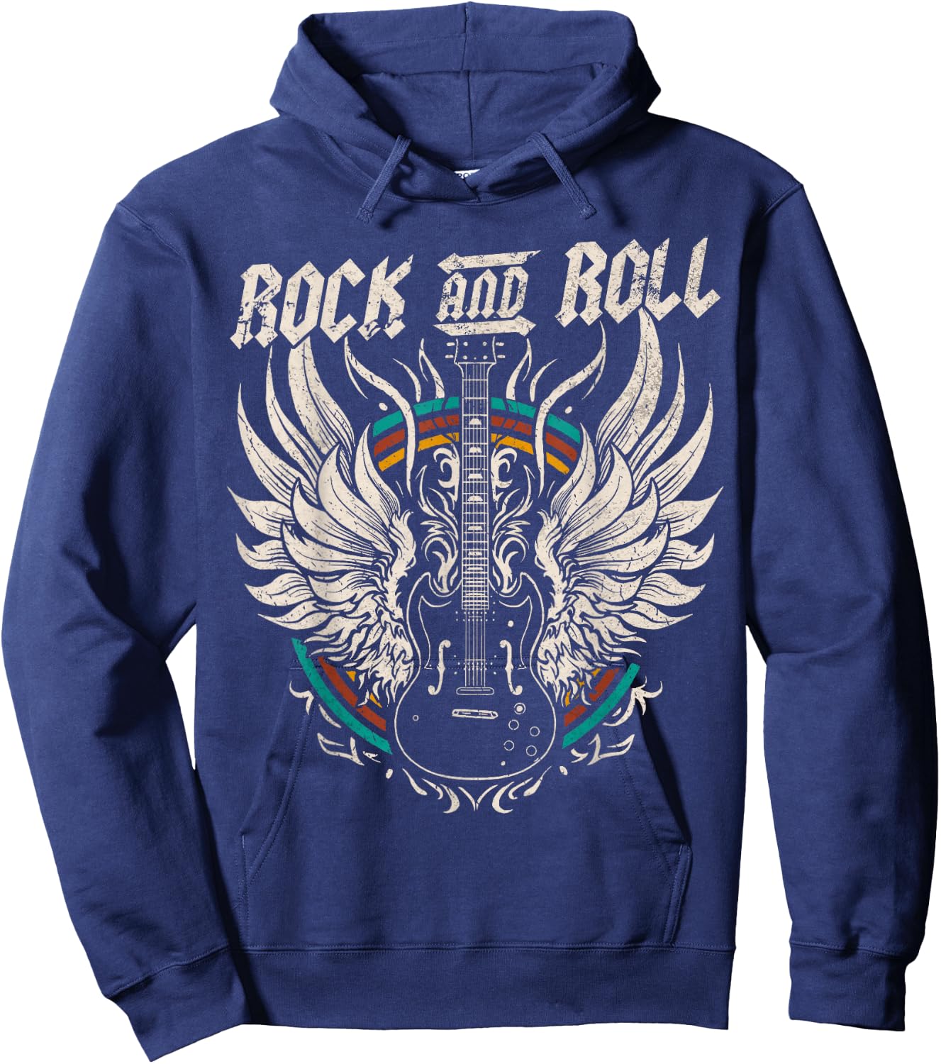 Rock and Roll Guitar Vintage Rock Music Hoodie - Hoodie | Navy