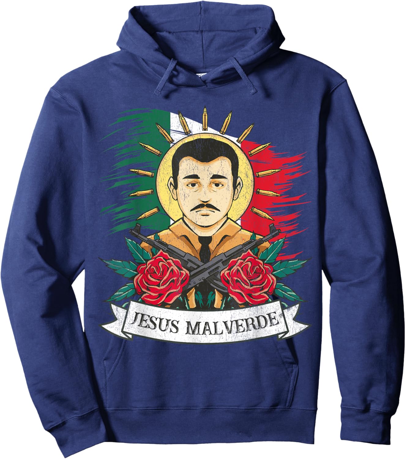 Jesus Malverde Sinaloa Mexico, Jesus Malverde Hoodie - Hoodie | Navy
