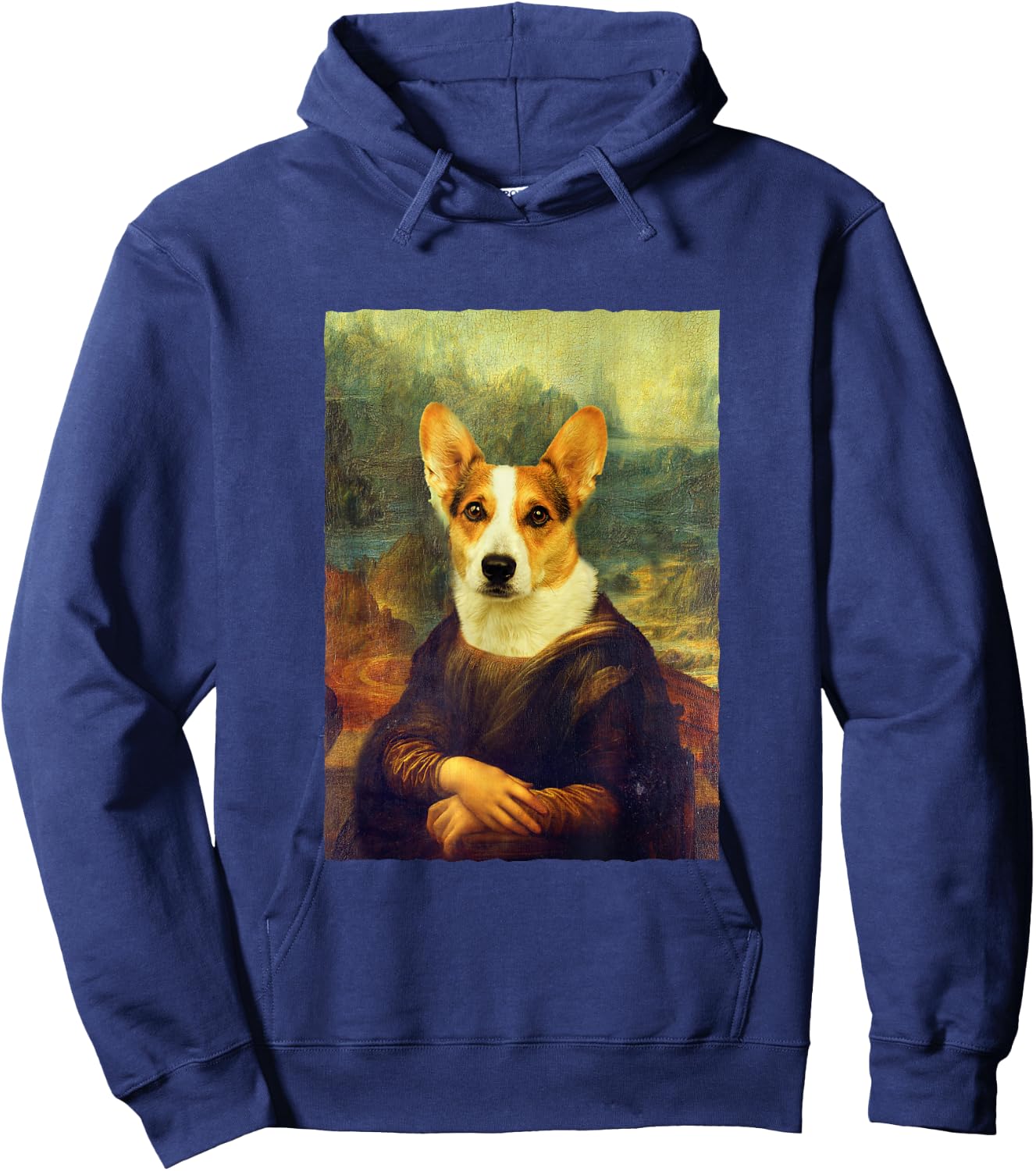Funny Corgi Dog, Mona Lisa Hoodie - Hoodie | Navy