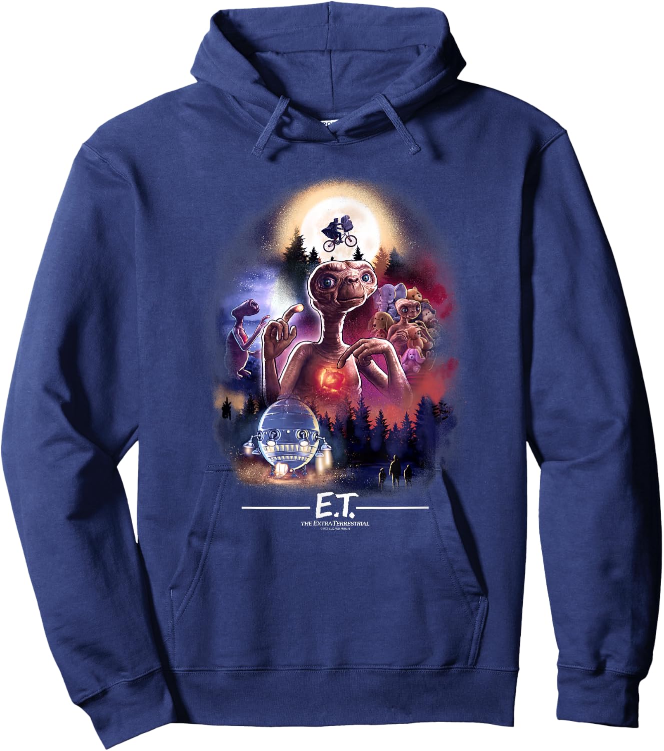 E.T. the Extra-Terrestrial Centered Collage Hoodie - Hoodie | Navy