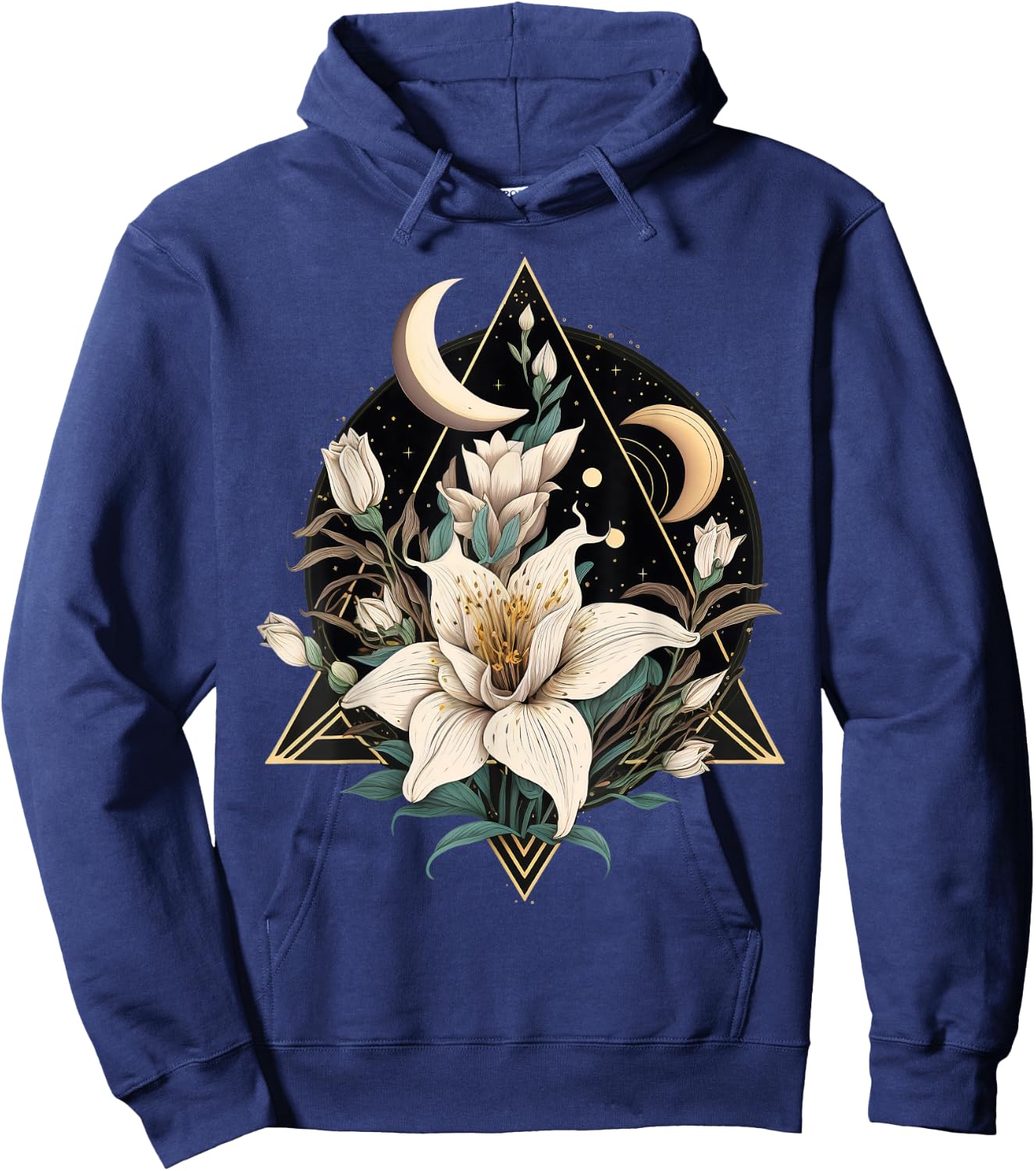 Beautiful Moon Lily Flower on floral Lily Hoodie - Hoodie | Navy