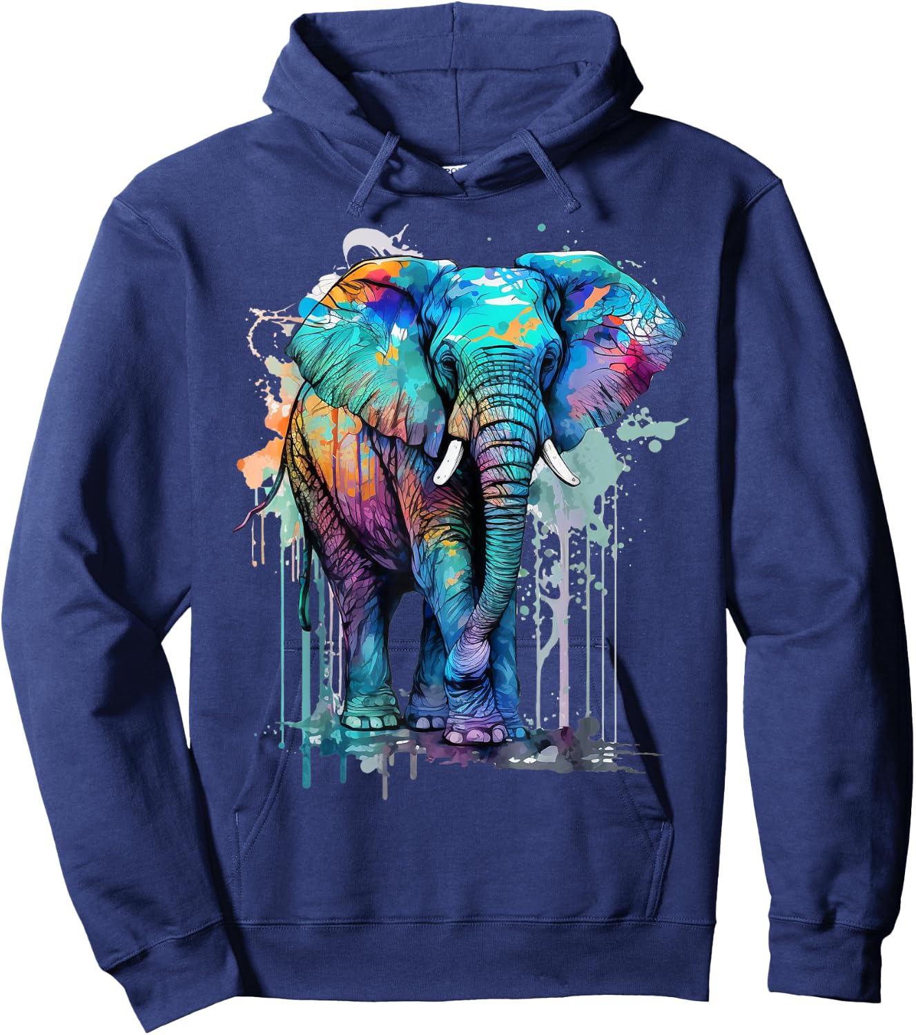 Elephant Lover Elephant Kids - Black, Small - -Kids, Modern, Artistic Pop Art Design, Short Sleeve, , Classic Fit, Cotton 60% Polyester 40% Hoodie - Hoodie | Navy