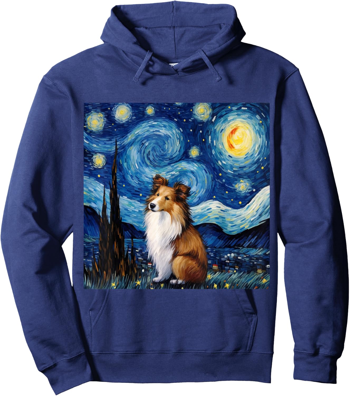 Sheltie Starry Night - Sheltie Hoodie - Hoodie | Navy