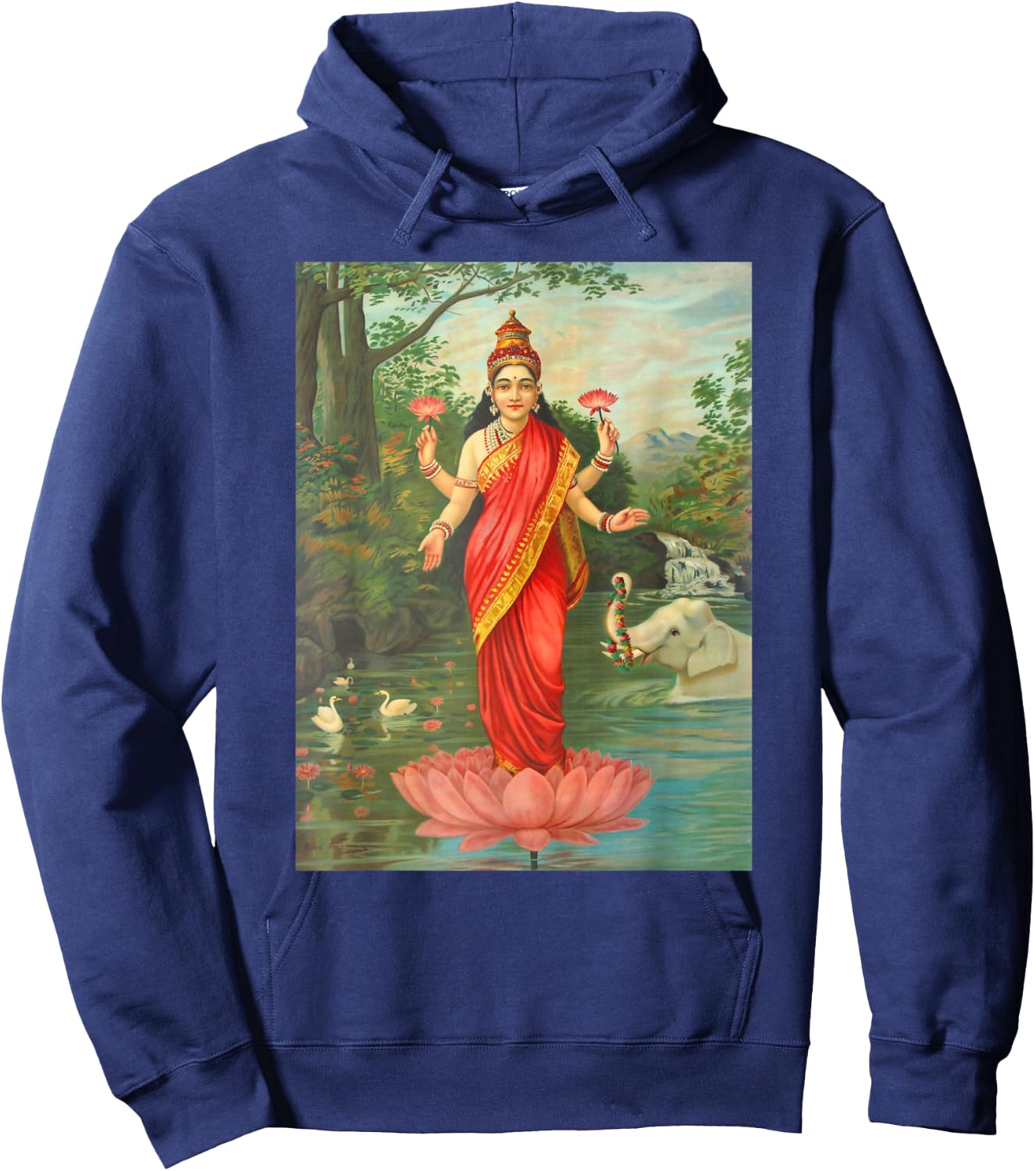 Goddess Lakshmi Painting Hoodie - Hoodie | Navy