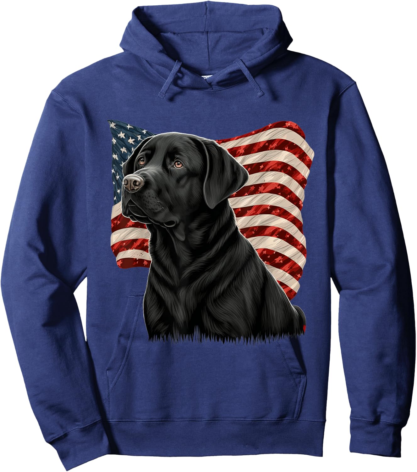 Black Labrador With American Flag Patriotic USA Hoodie - Hoodie | Navy