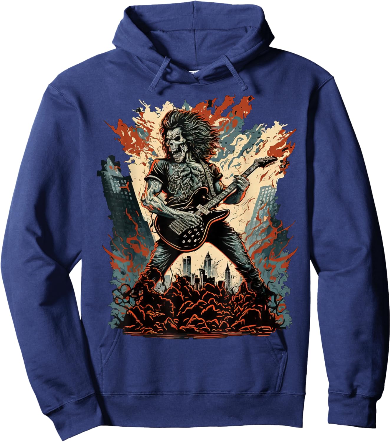80s Classic Fantasy Art Heavy Metal Rock n Roll Hoodie - Hoodie | Navy