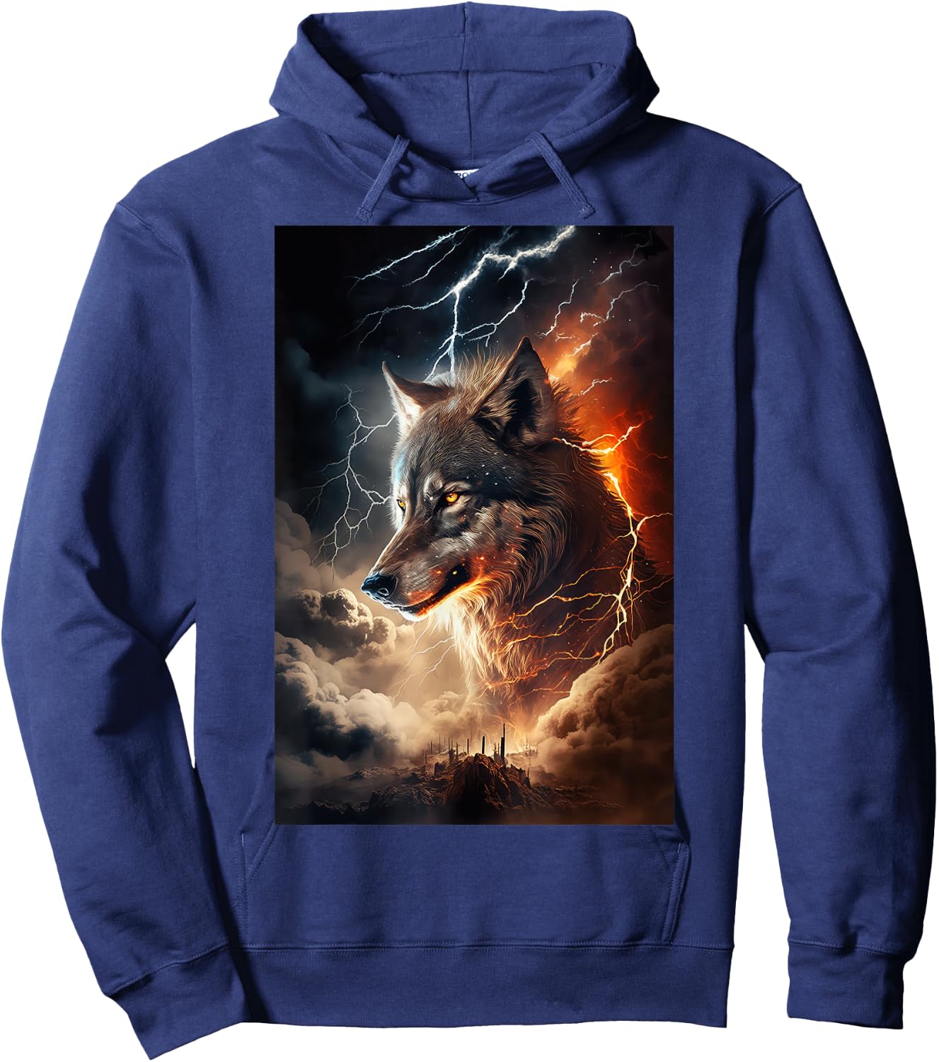 Wolf Lightning Thunder Wolf Lover Hoodie - Hoodie | Navy