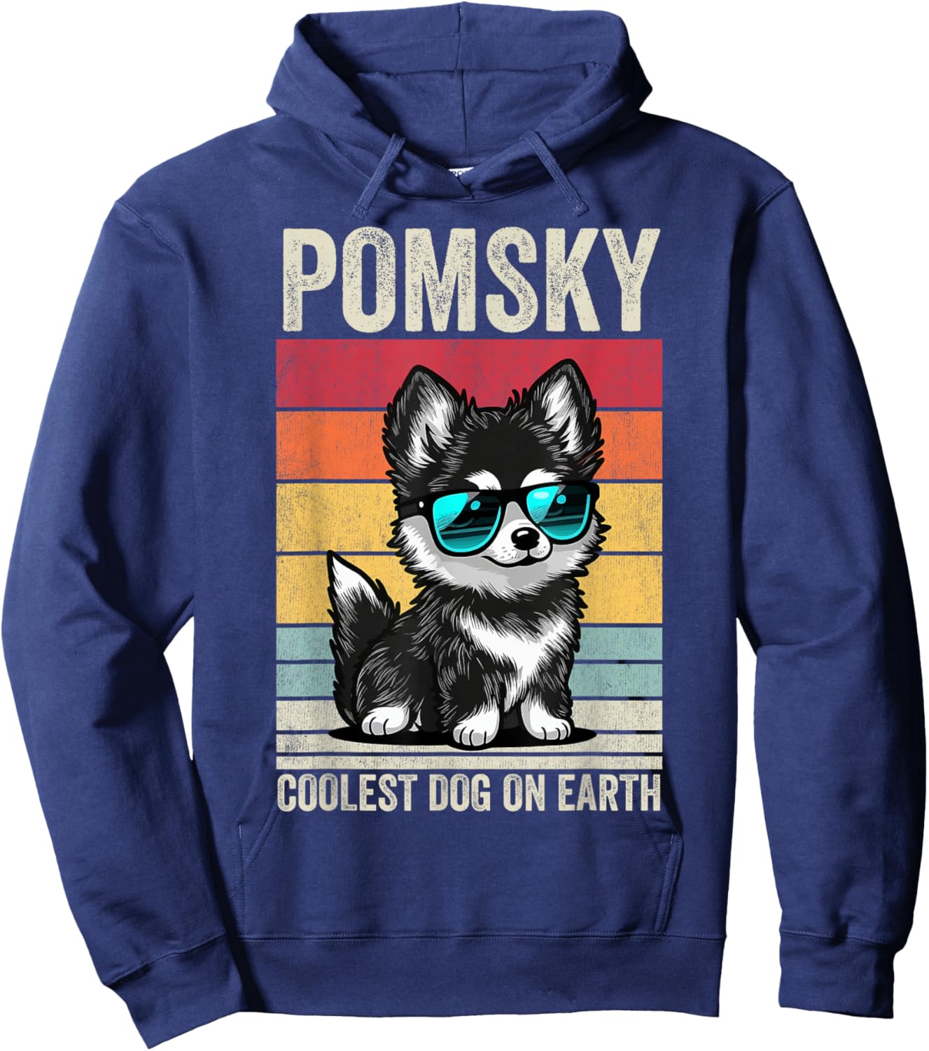 Pomsky Coolest Dog On Earth, Vintage Pomsky Hoodie - Hoodie | Navy