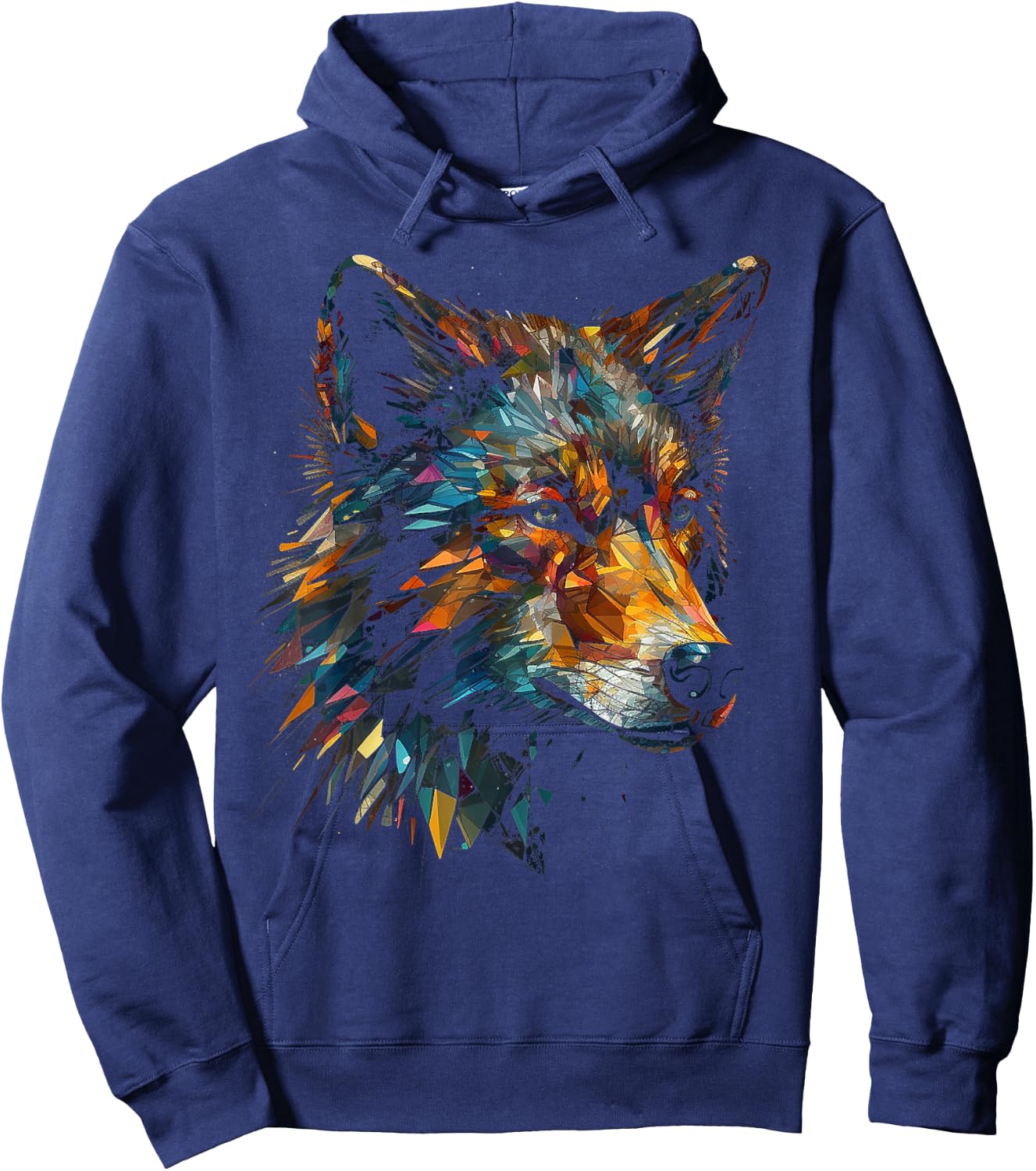 Wolf Polygon Artwork | Animal Motif Wolf Hoodie - Hoodie | Navy