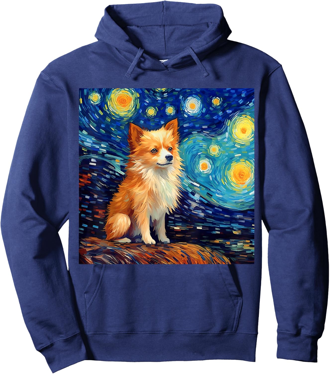 Surreal Starry Night Pomchi Dog Hoodie - Hoodie | Navy