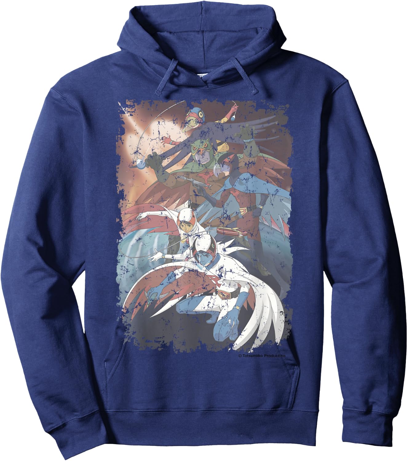 Manga Gatchaman Poster Planet Distressed Hoodie - Hoodie | Navy