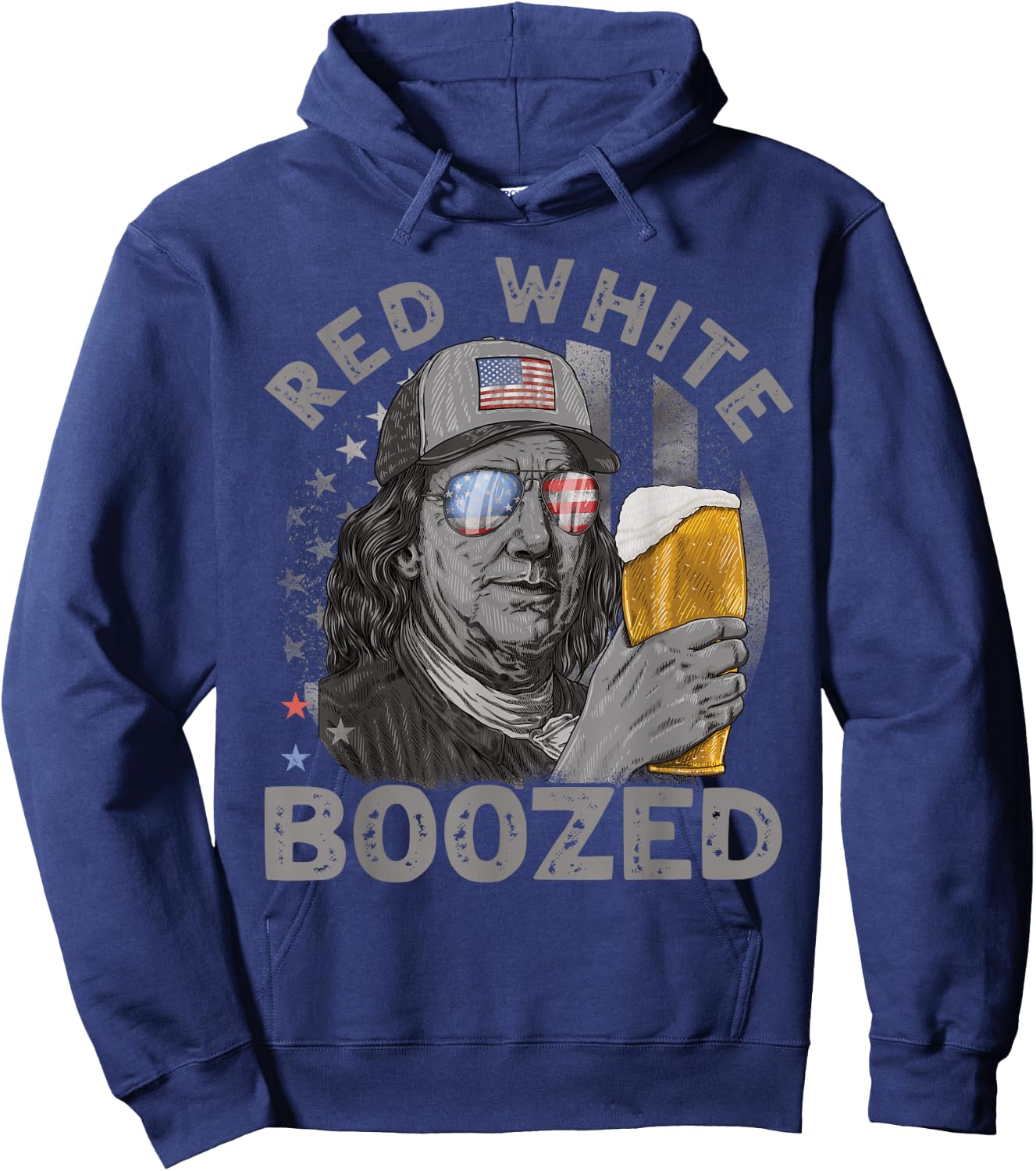Red White Boozed Franklin Beer 4th of July Hoodie - Hoodie | Navy