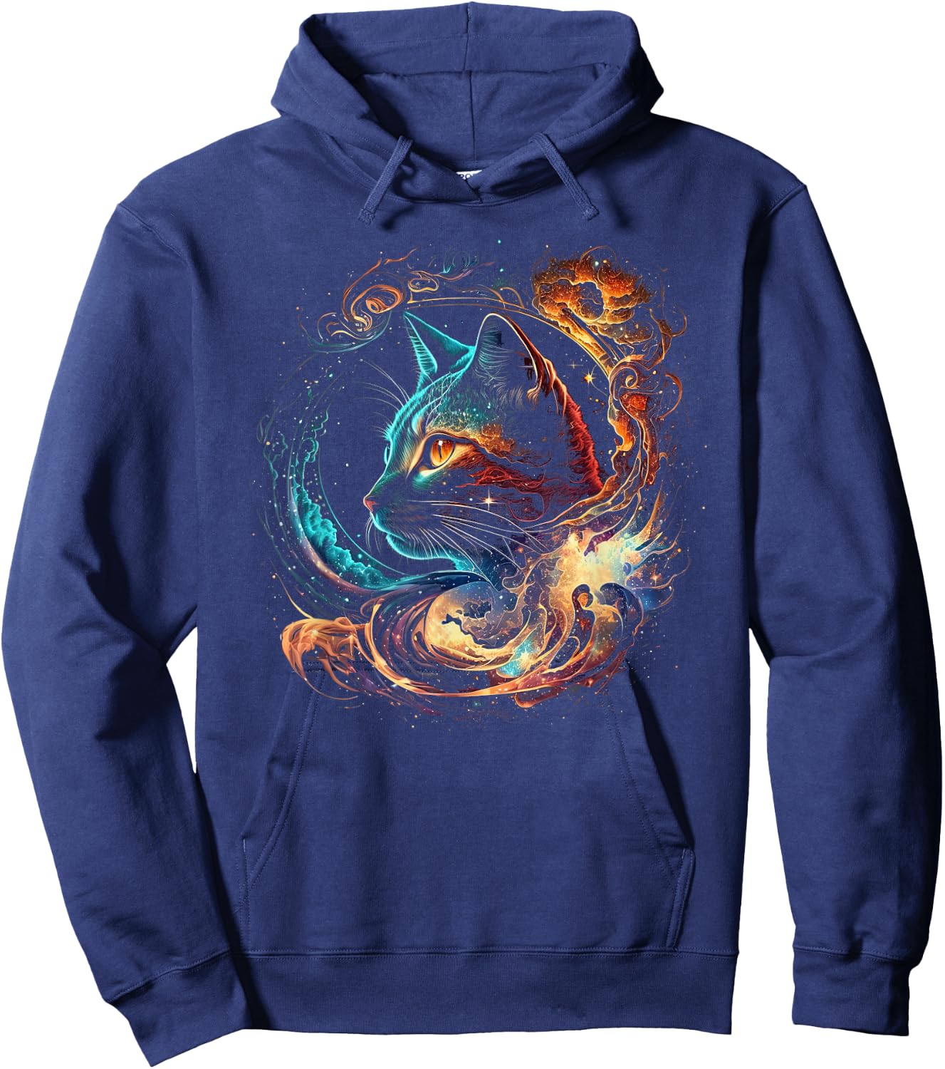 Cat in The Galaxy and Space Kitten Cat Head Hoodie - Hoodie | Navy