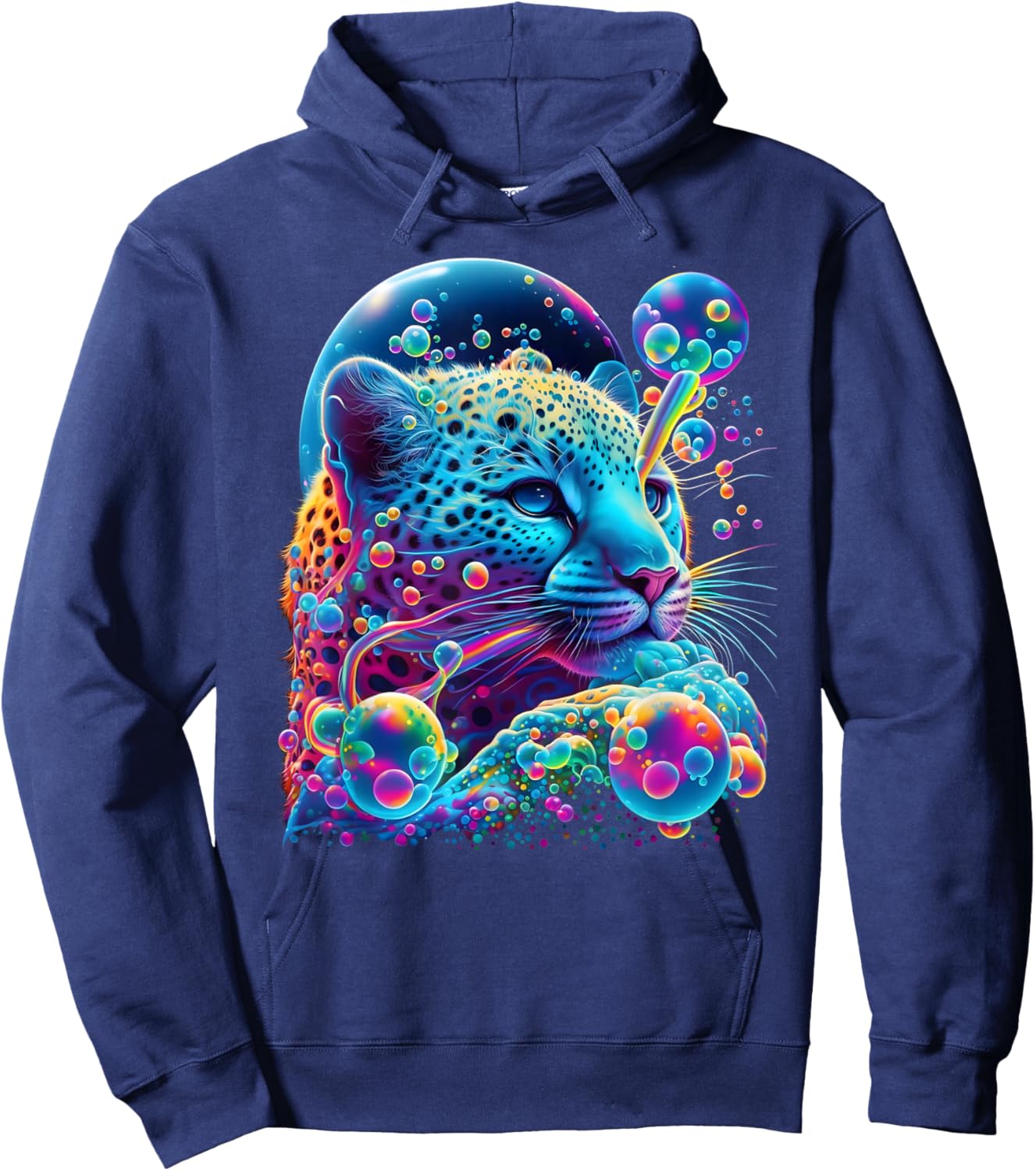 Colorful Rainbow Cheetah Graphic Hoodie - Hoodie | Navy