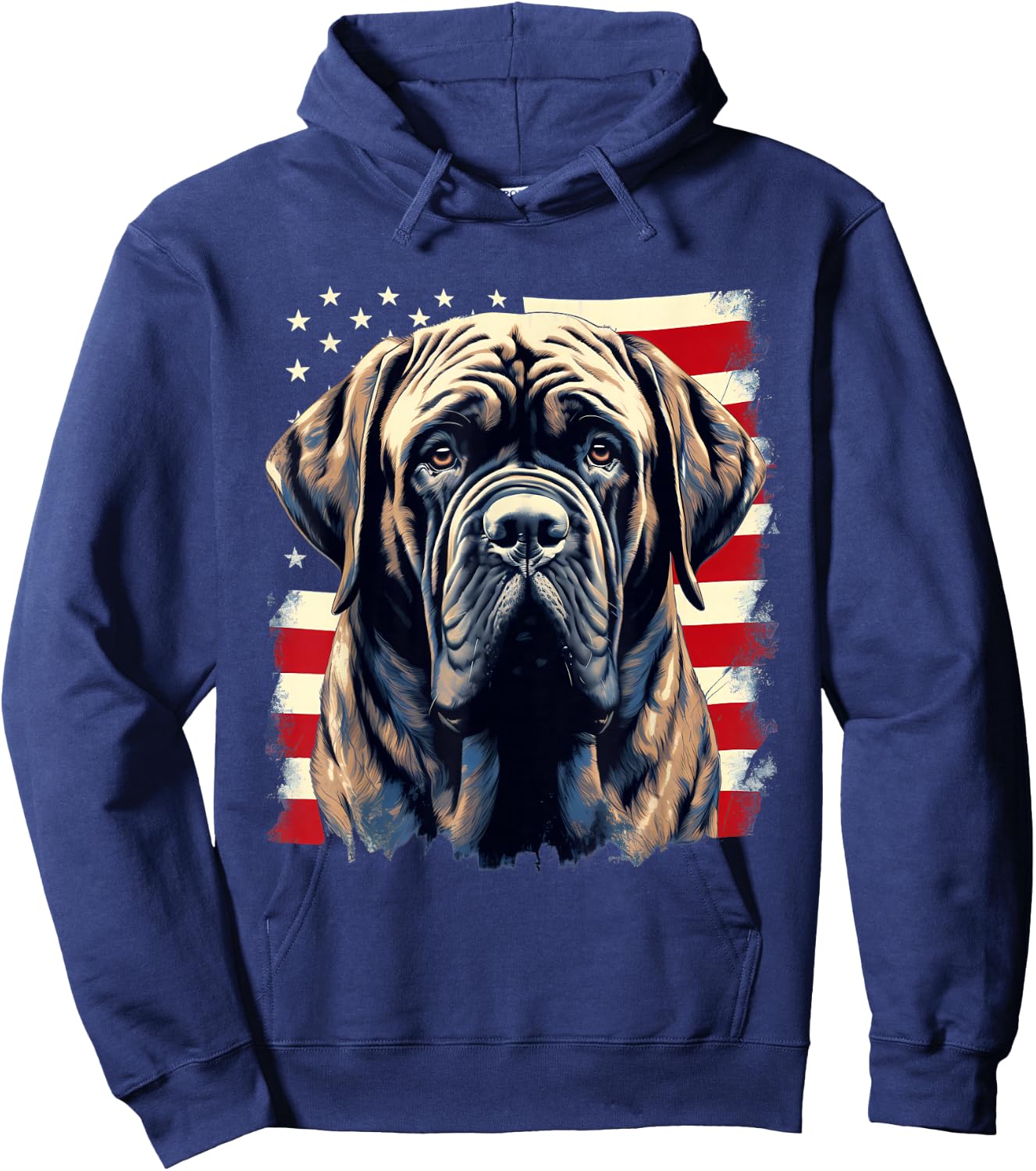 4th of July US Flag English Mastiff Dog Hoodie - Hoodie | Navy