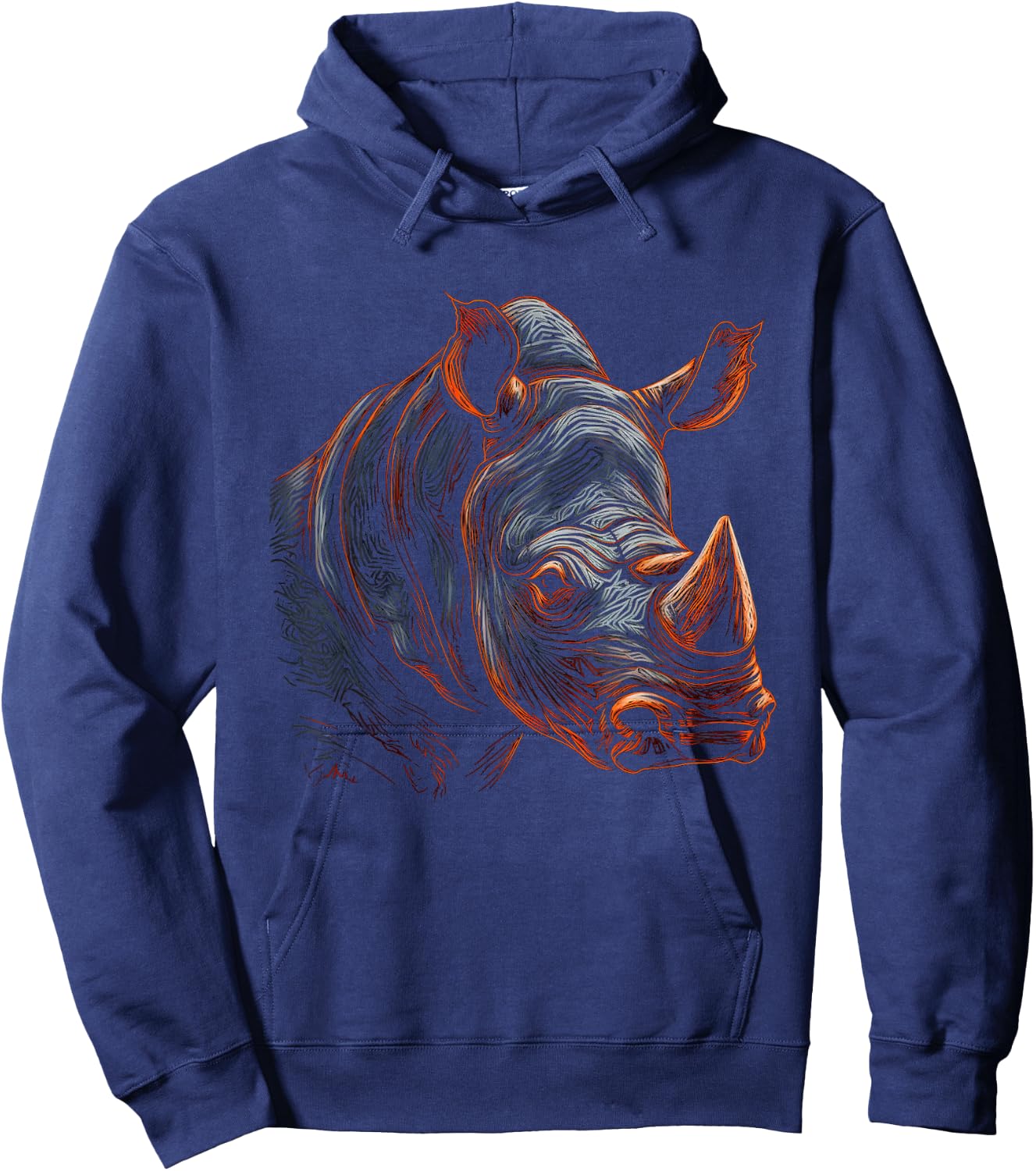 Rhino Artwork - Animal Rhino Hoodie - Hoodie | Navy