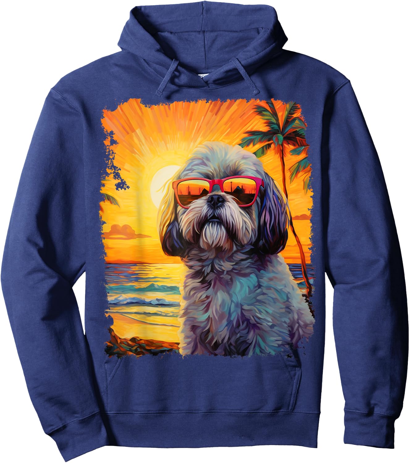 Dog Hawaiian Shih Tzu Hoodie - Hoodie | Navy