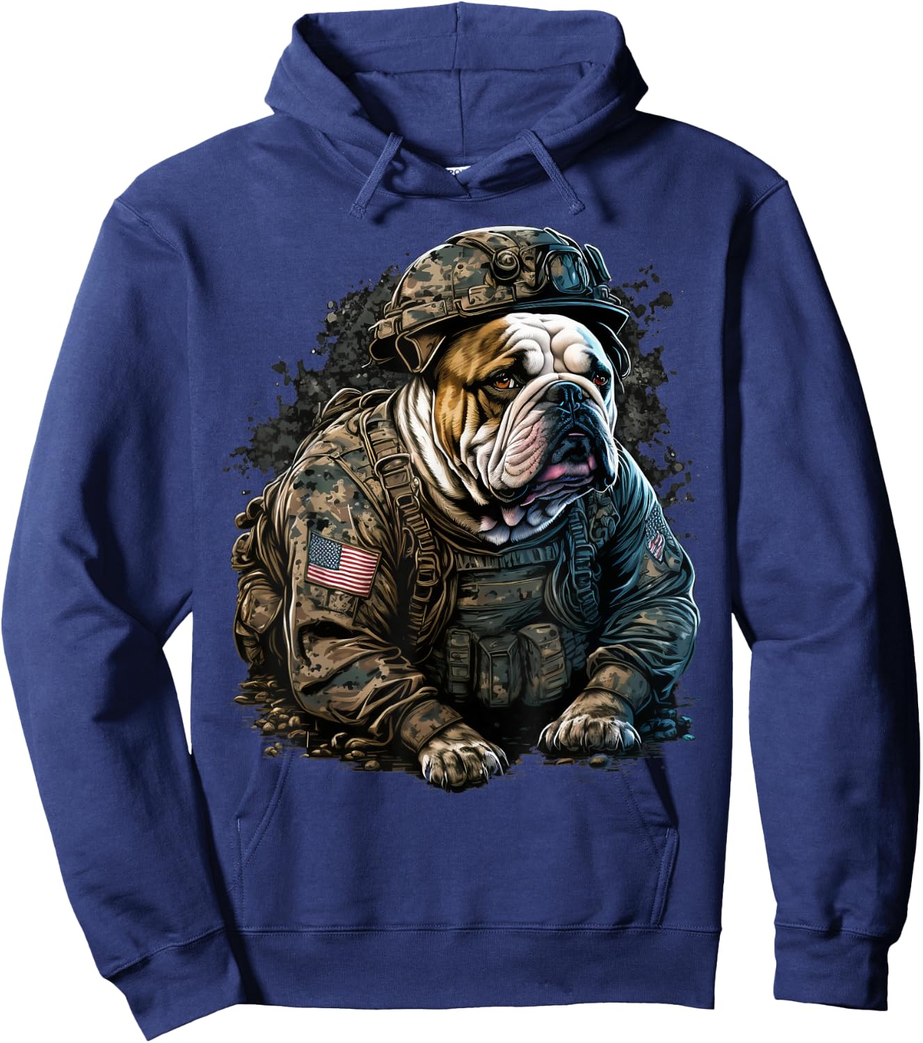 Soldier Bulldog Army Military Bulldog Hoodie - Hoodie | Navy