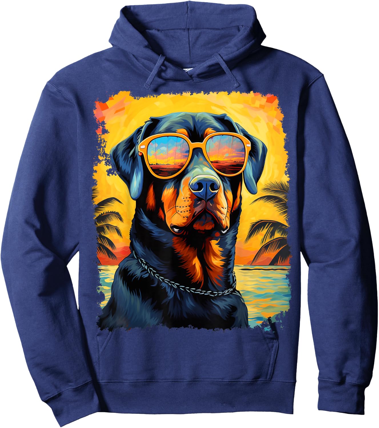 Dog Hawaiian Rottweiler Women Girls Kids Hoodie - Hoodie | Navy