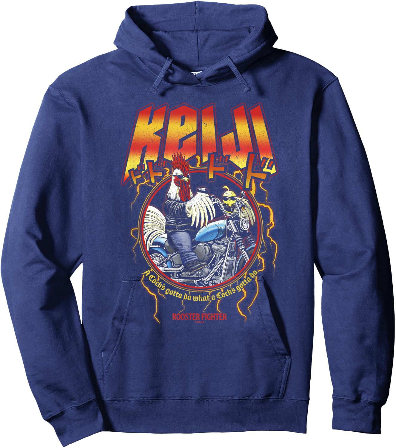 Rooster Fighter Keiji Metal Motorcycle Circle Hoodie - Hoodie | Navy