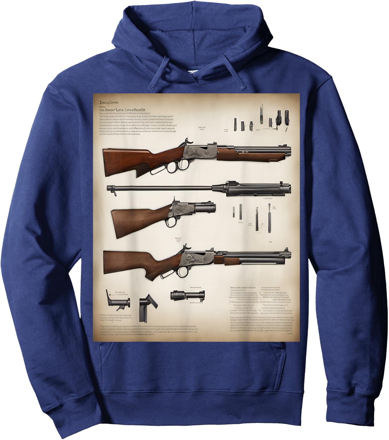 Henry Lever Action Rifle Blueprint Detail Hoodie - Hoodie | Navy