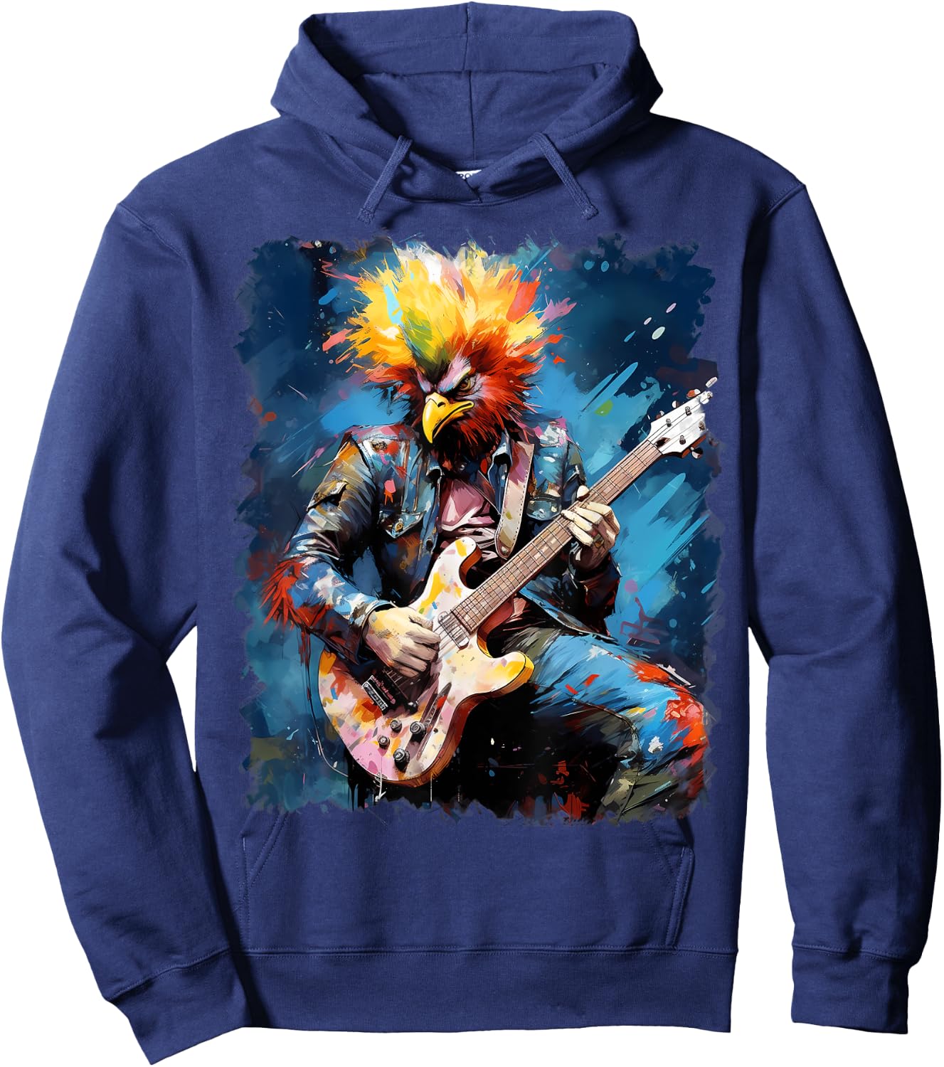 Rock Guitar Chicken Guitarist Hoodie - Hoodie | Navy