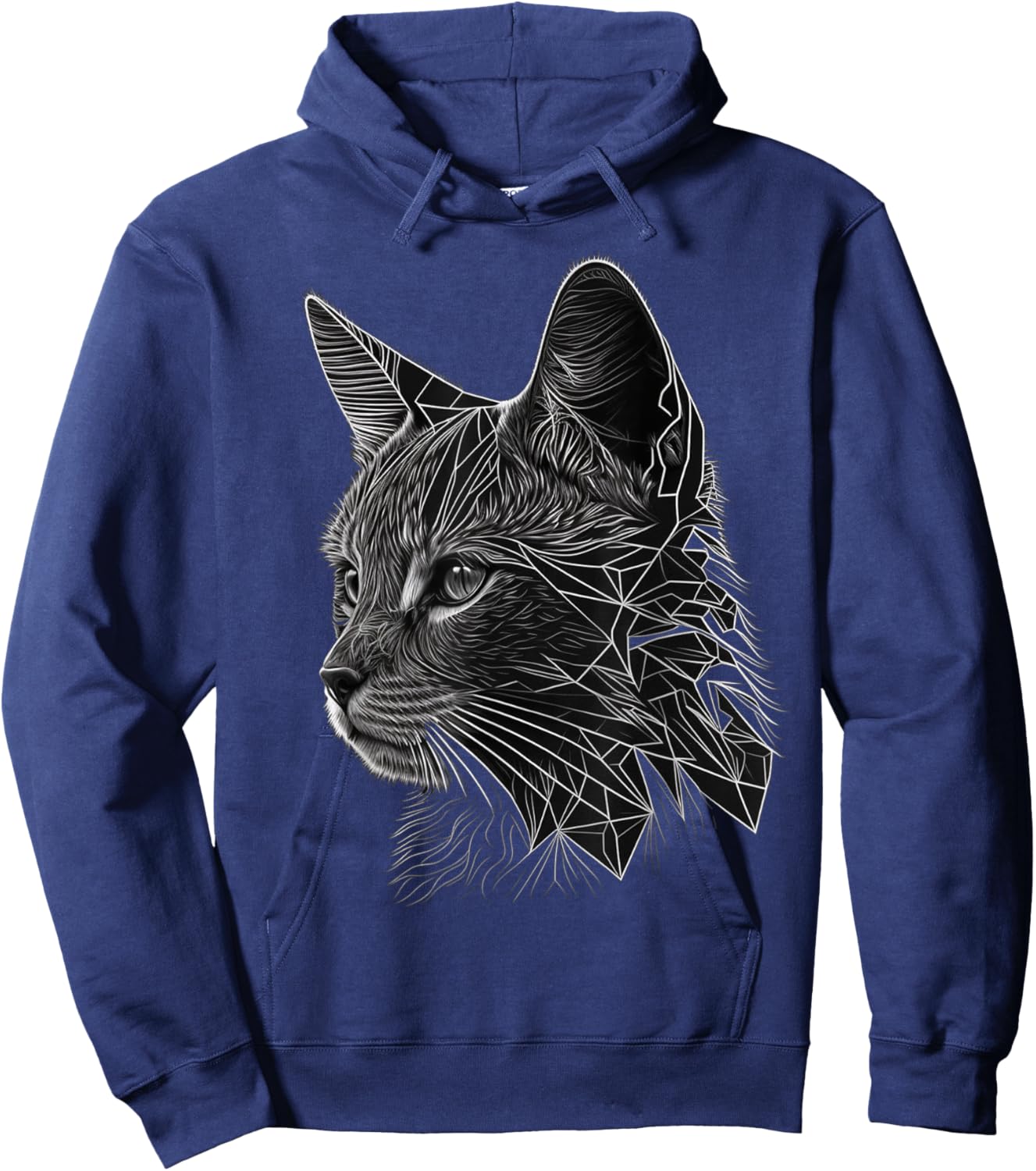 Cat Polygon Animal Geometric Art Cat Hoodie - Hoodie | Navy