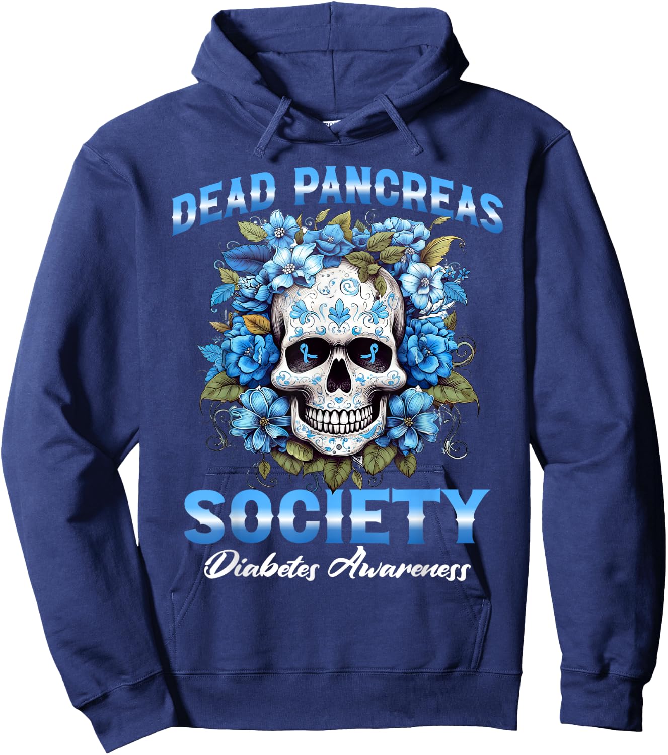 Dead Pancreas Society Diabetes Awareness Skull Hoodie - Hoodie | Navy