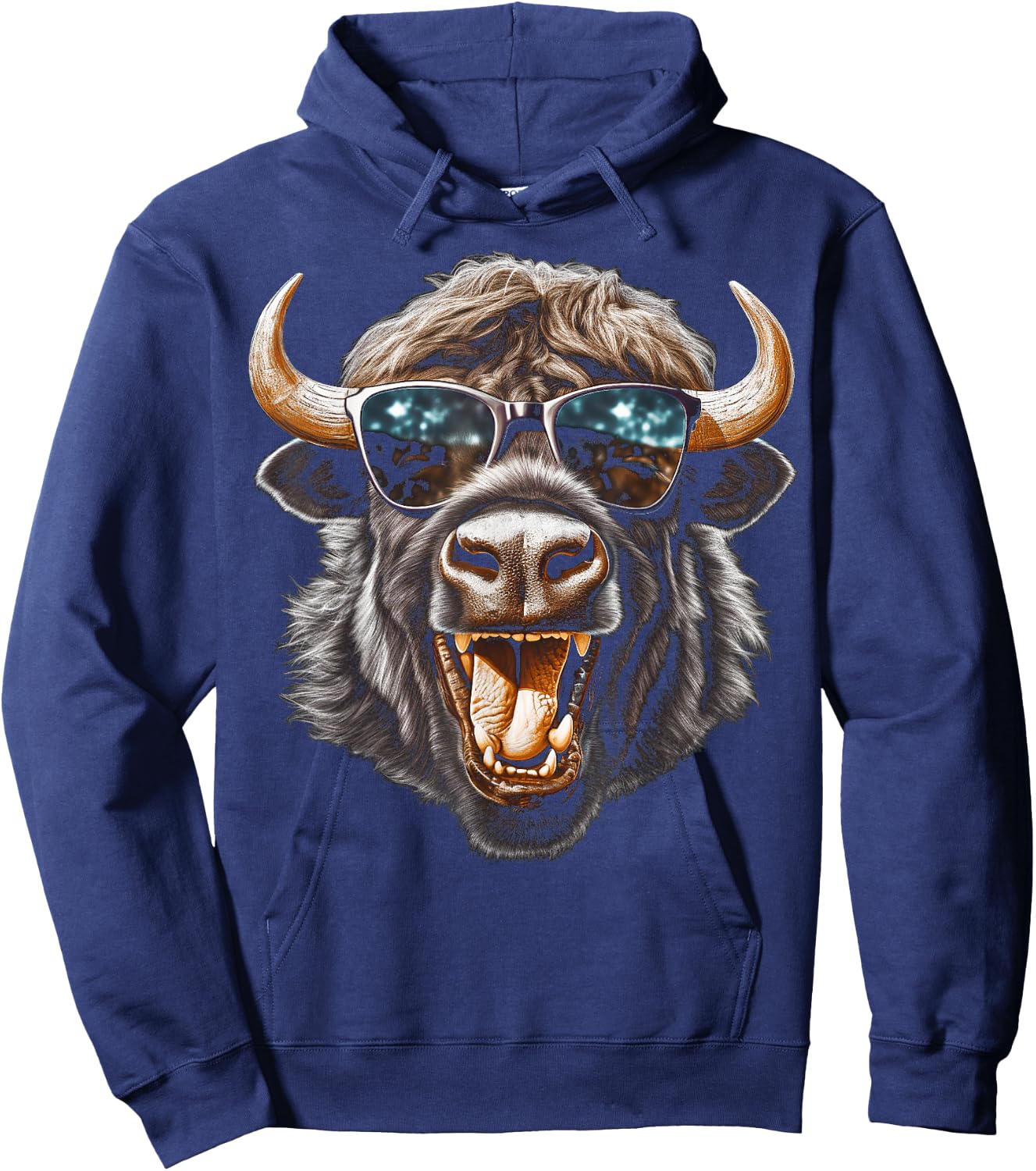 Western Buffalo sunglasses funny American Bison Hoodie - Hoodie | Navy