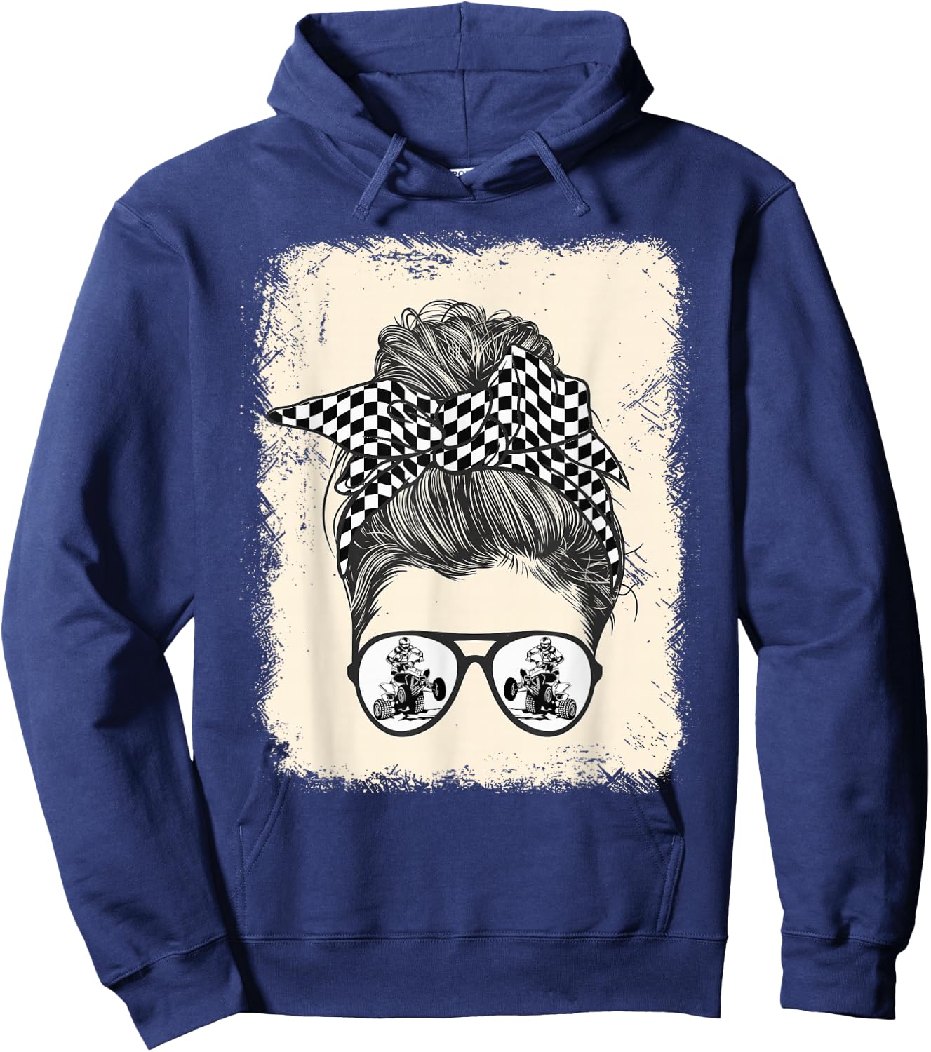 ATV Quad Biker Vintage Racing Mom Hoodie - Hoodie | Navy