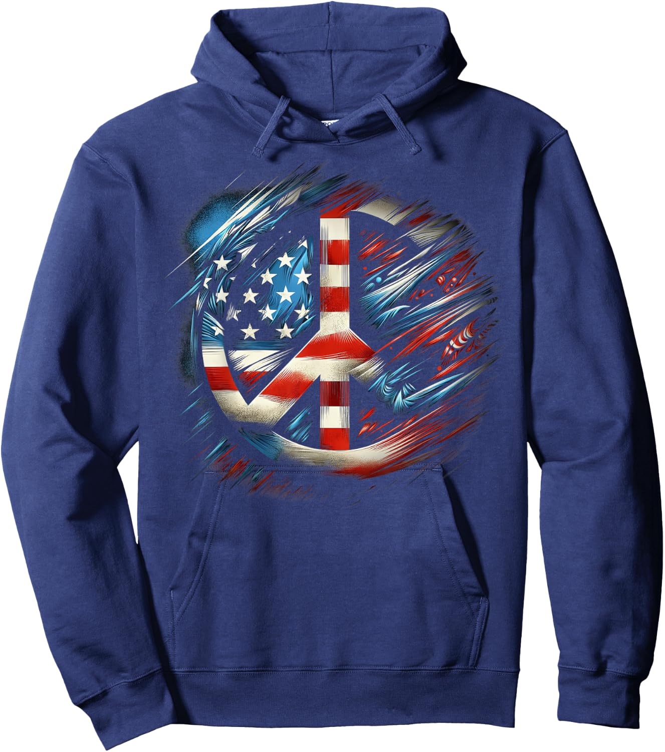American Flag Peace Sign Fourth of July Hoodie - Hoodie | Navy