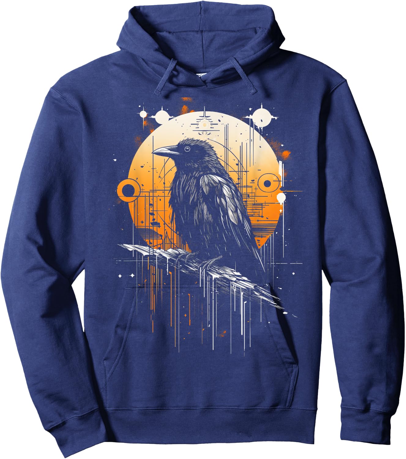 Raven Crow Dark Bird Witchcraft Omens Midnight Hoodie - Hoodie | Navy