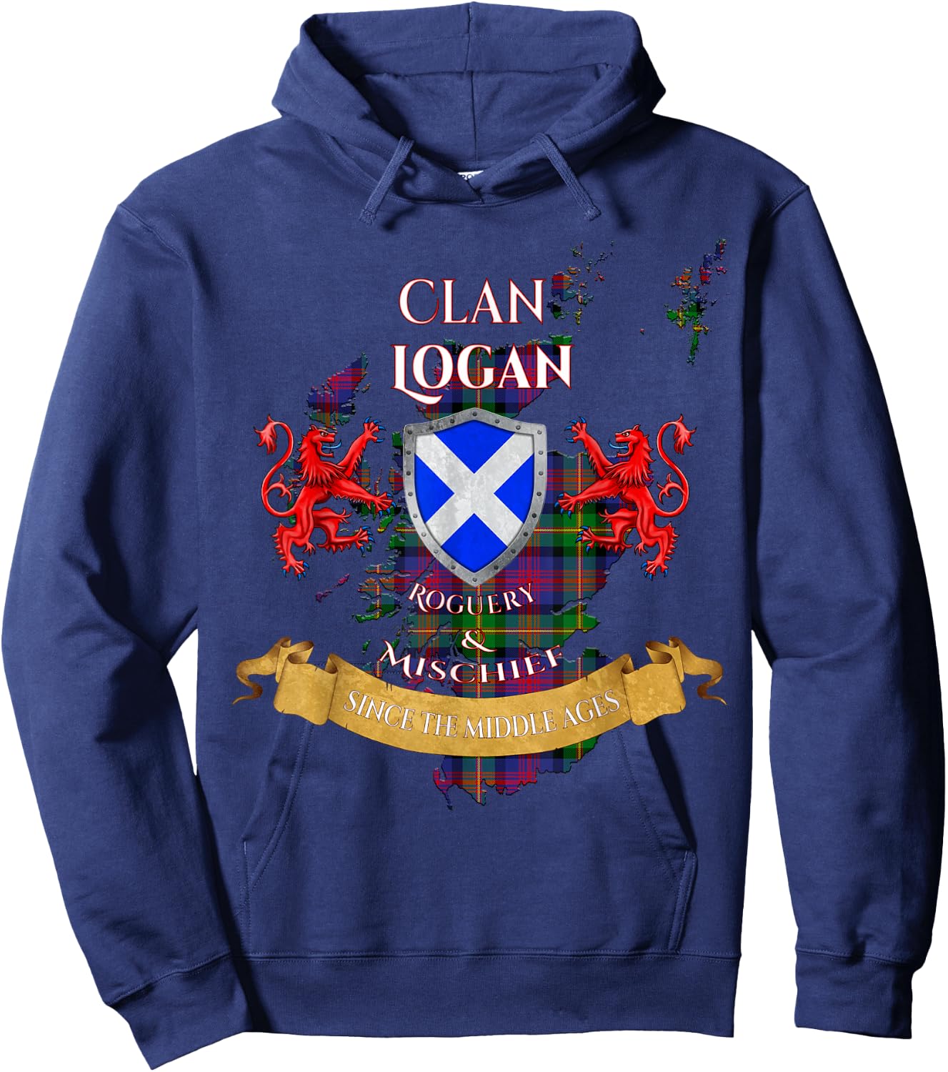 Logan Scottish Family Clan Middle Ages Mischief Hoodie - Hoodie | Navy