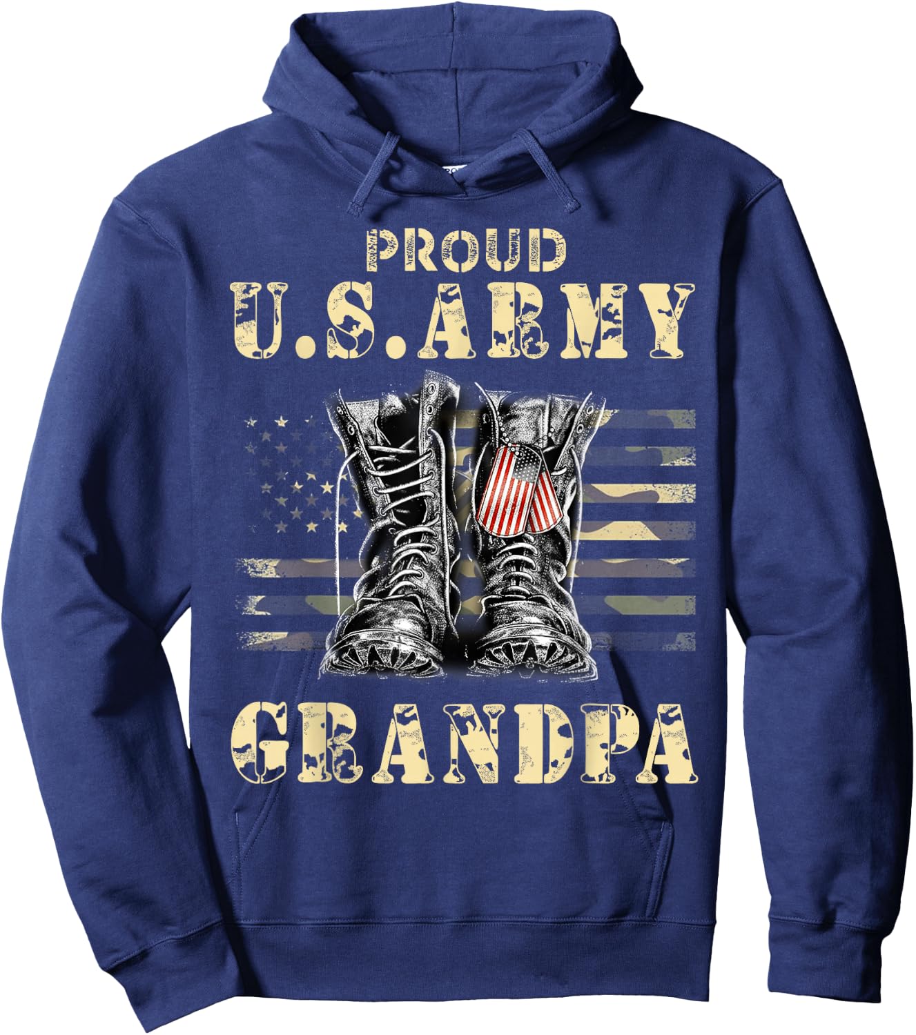 U.S. Patriot U.S. Flag Proud U.S. Army Grandpa Hoodie - Hoodie | Navy