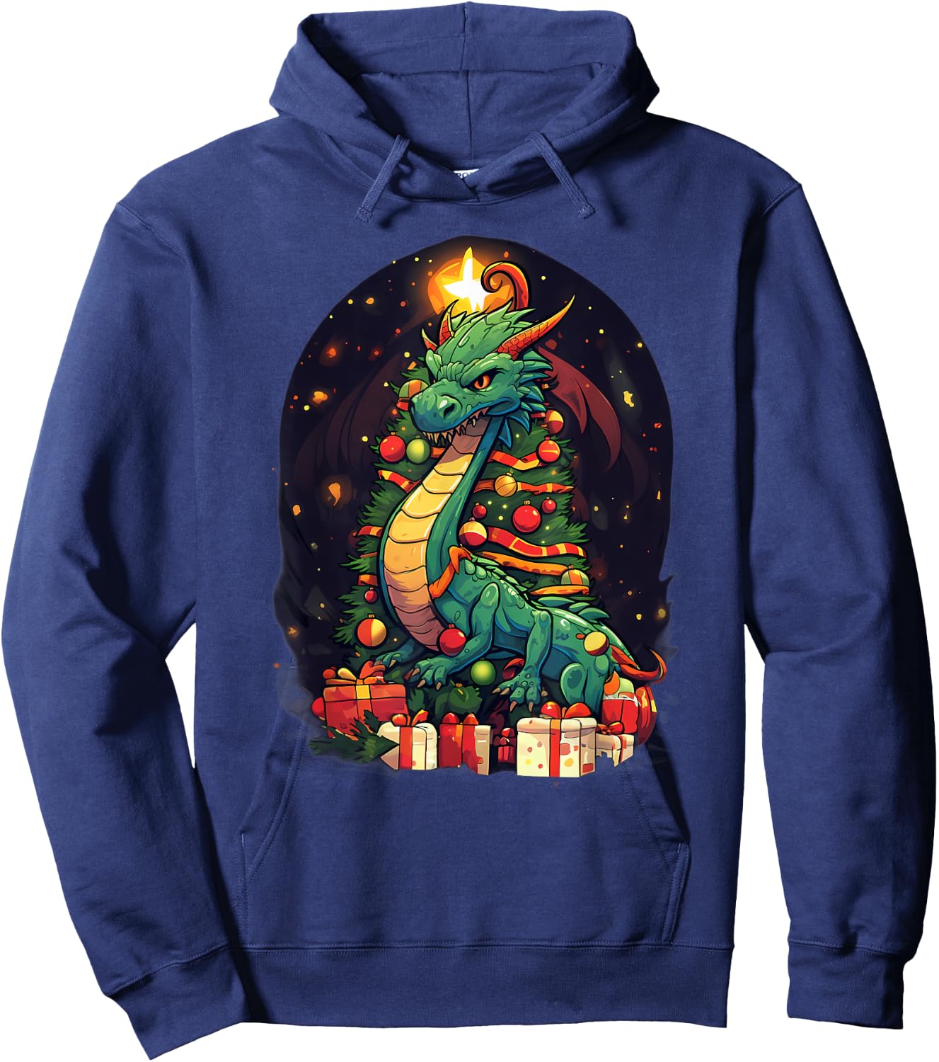 Xmas Dragon Pile Up Christmas Tree Hoodie - Hoodie | Navy