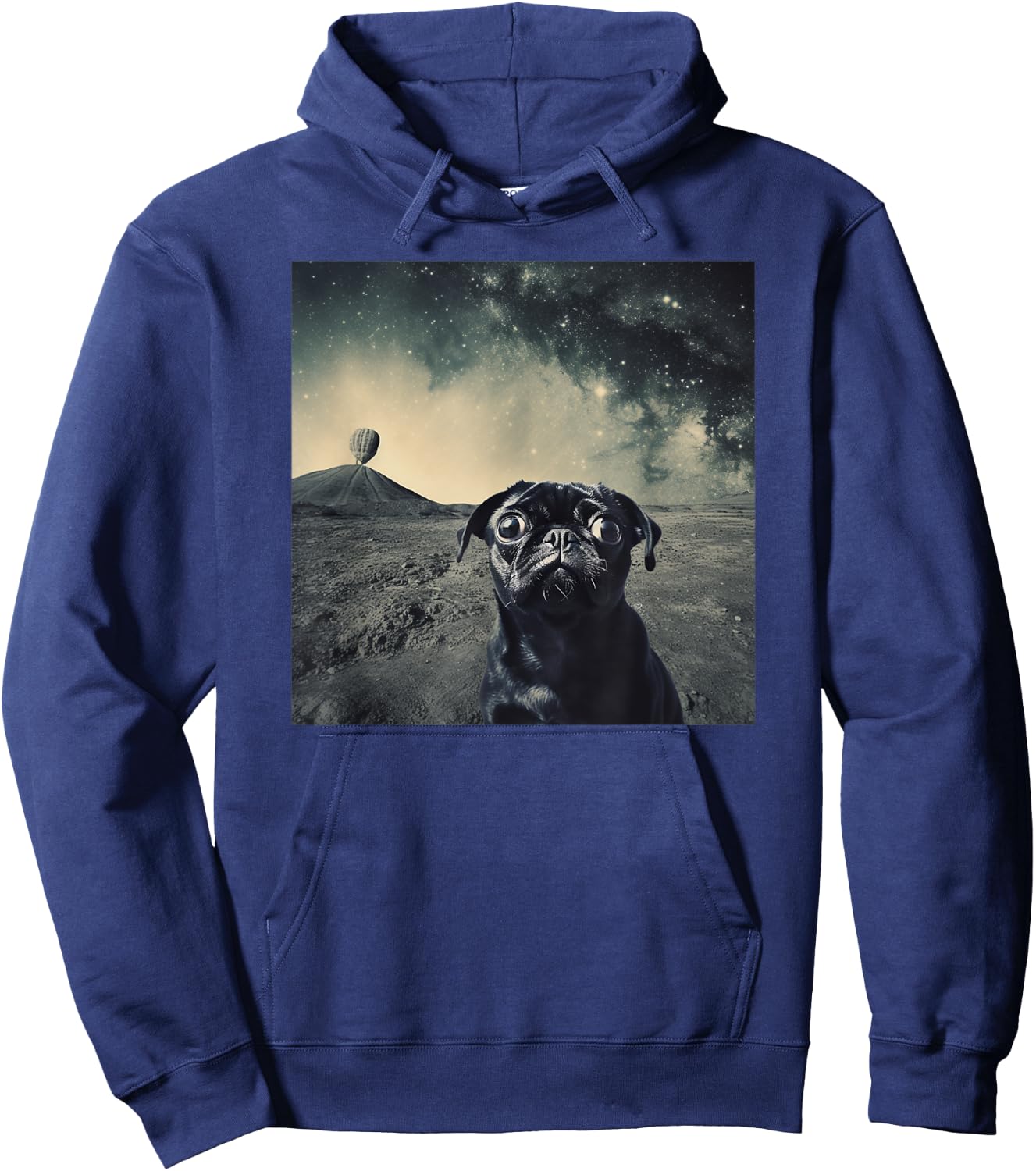 Cute Pug Puppy in Space Funny Hoodie - Hoodie | Navy