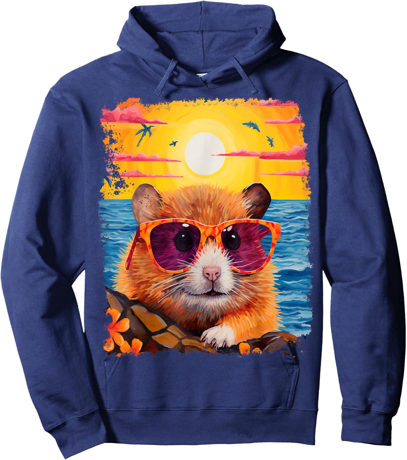 Hamster Hawaiian Hoodie - Hoodie | Navy